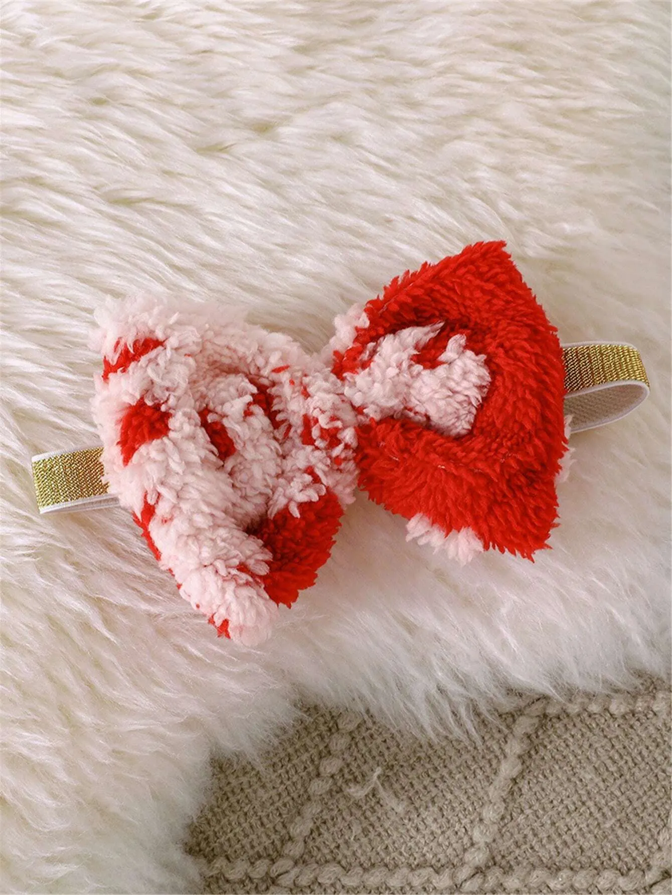 2-Piece Christmas 2024 Girls Plush Warm Cartoon Santa Claus Print Long Sleeve Dress   Headband Set, Winter