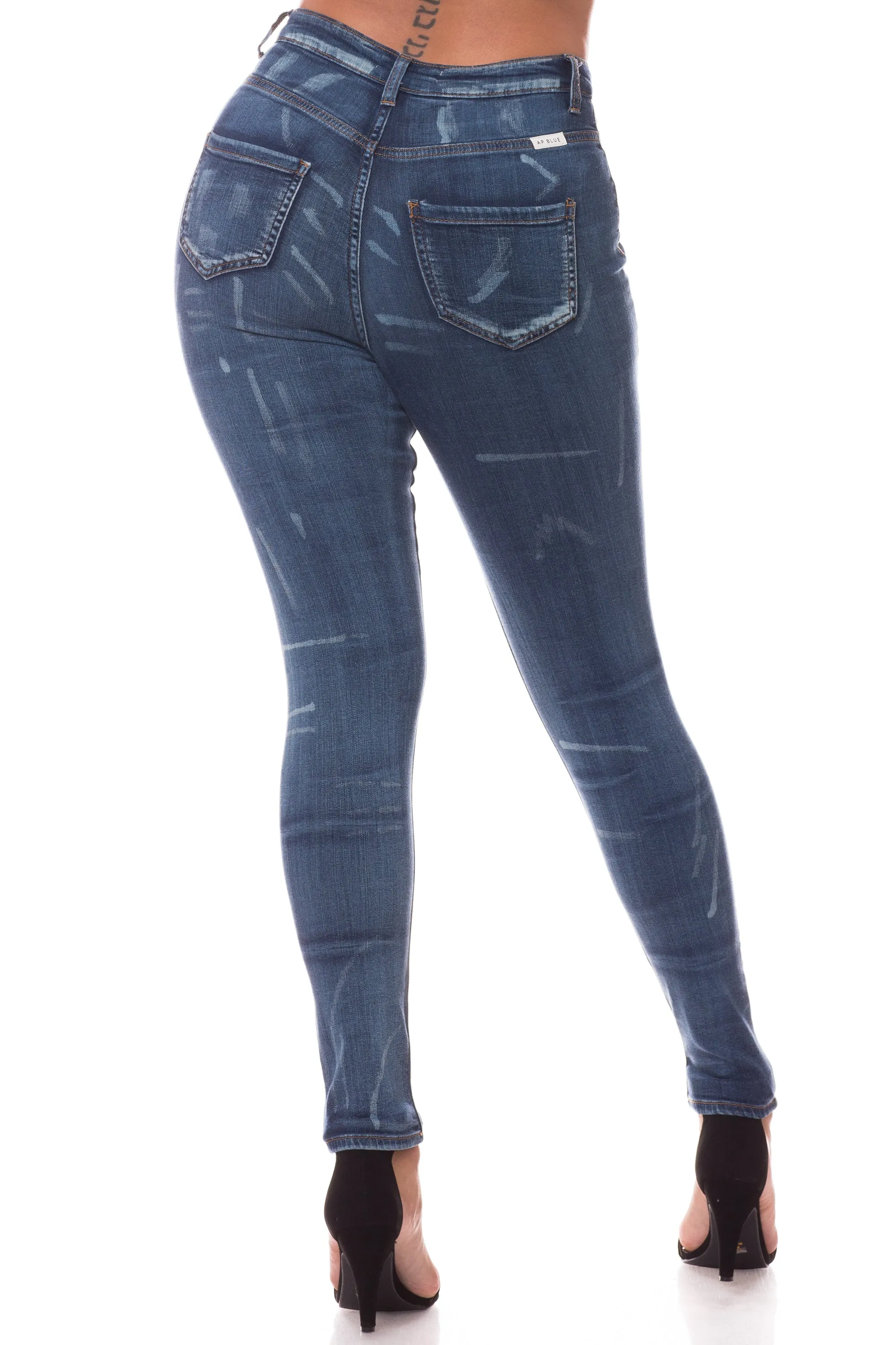 4478 Women's High Waisted Distressed Skinny Jeans