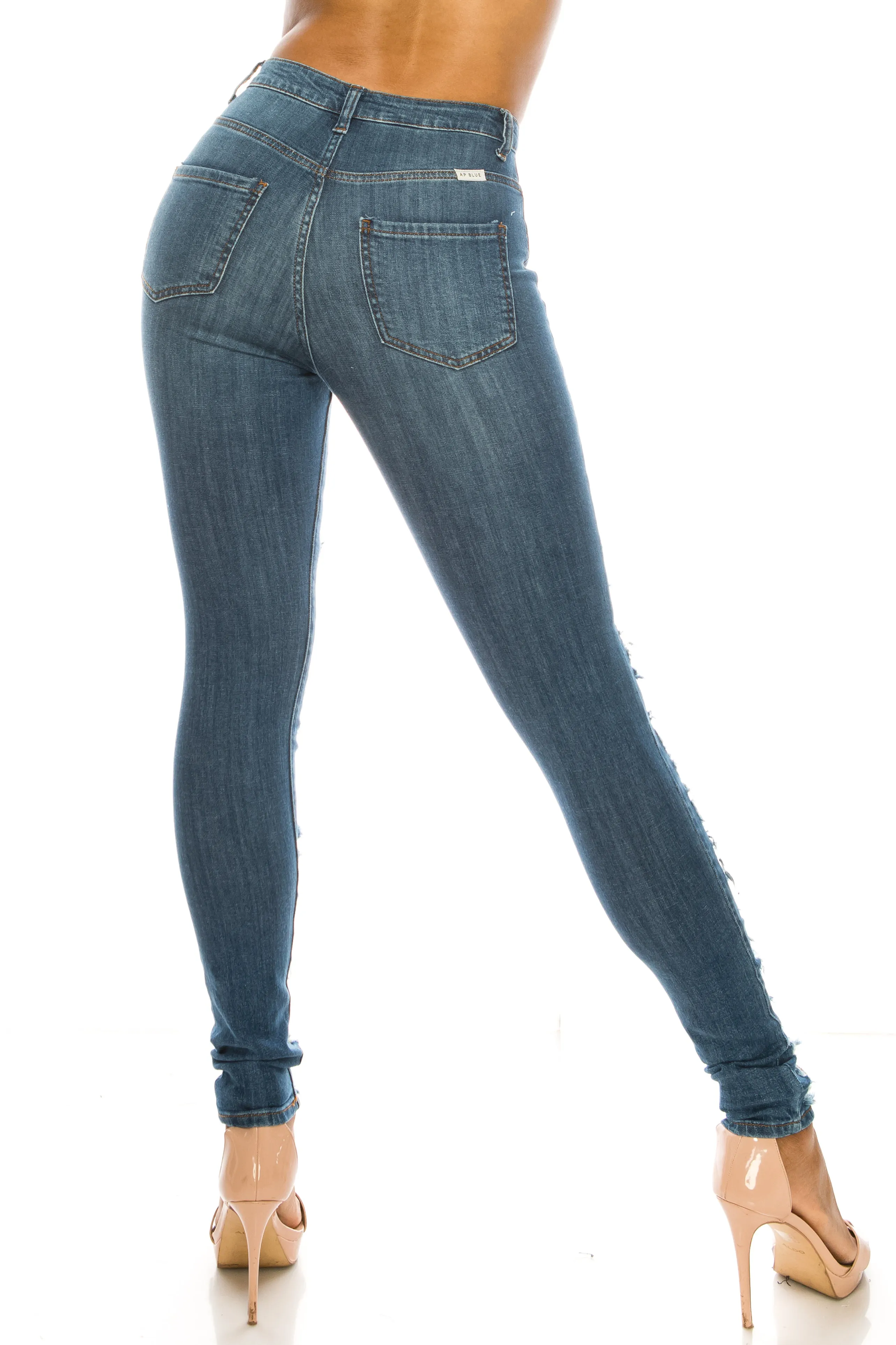 4601 Women's High Waisted Distressed Skinny Jeans