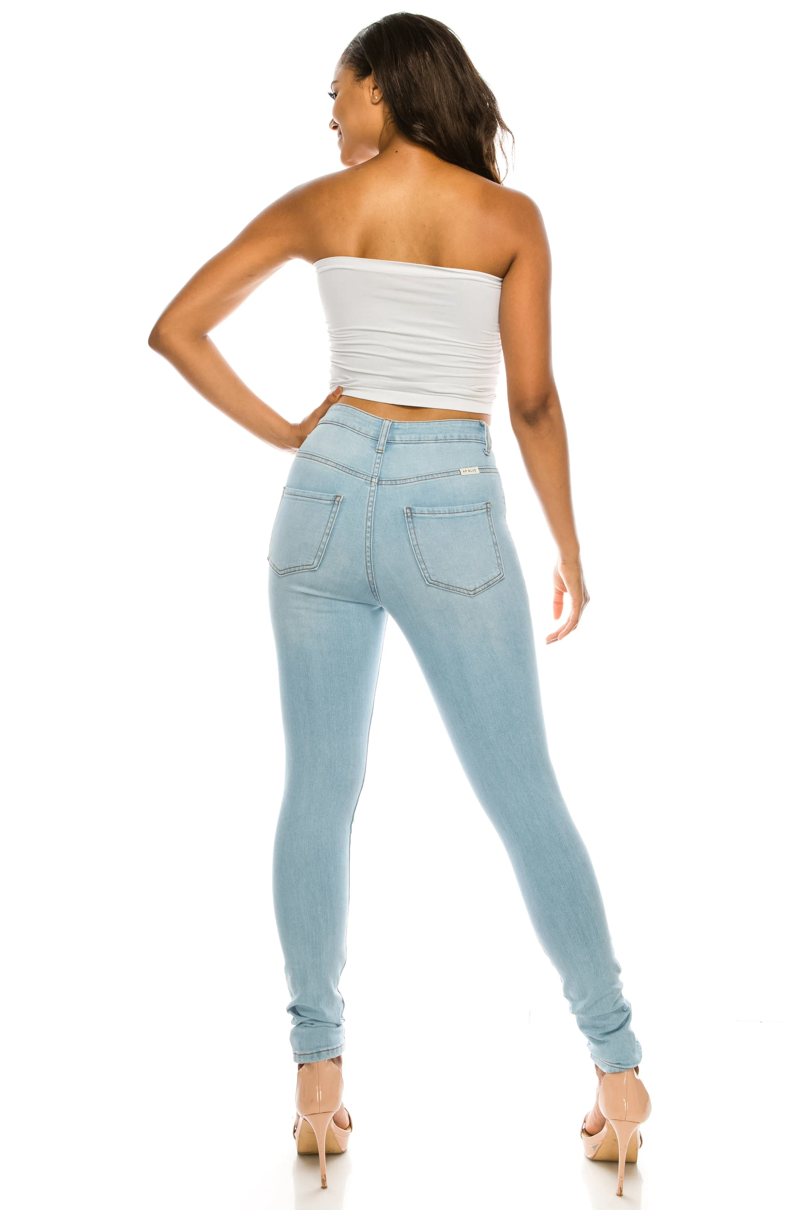 4601 Women's High Waisted Distressed Skinny Jeans