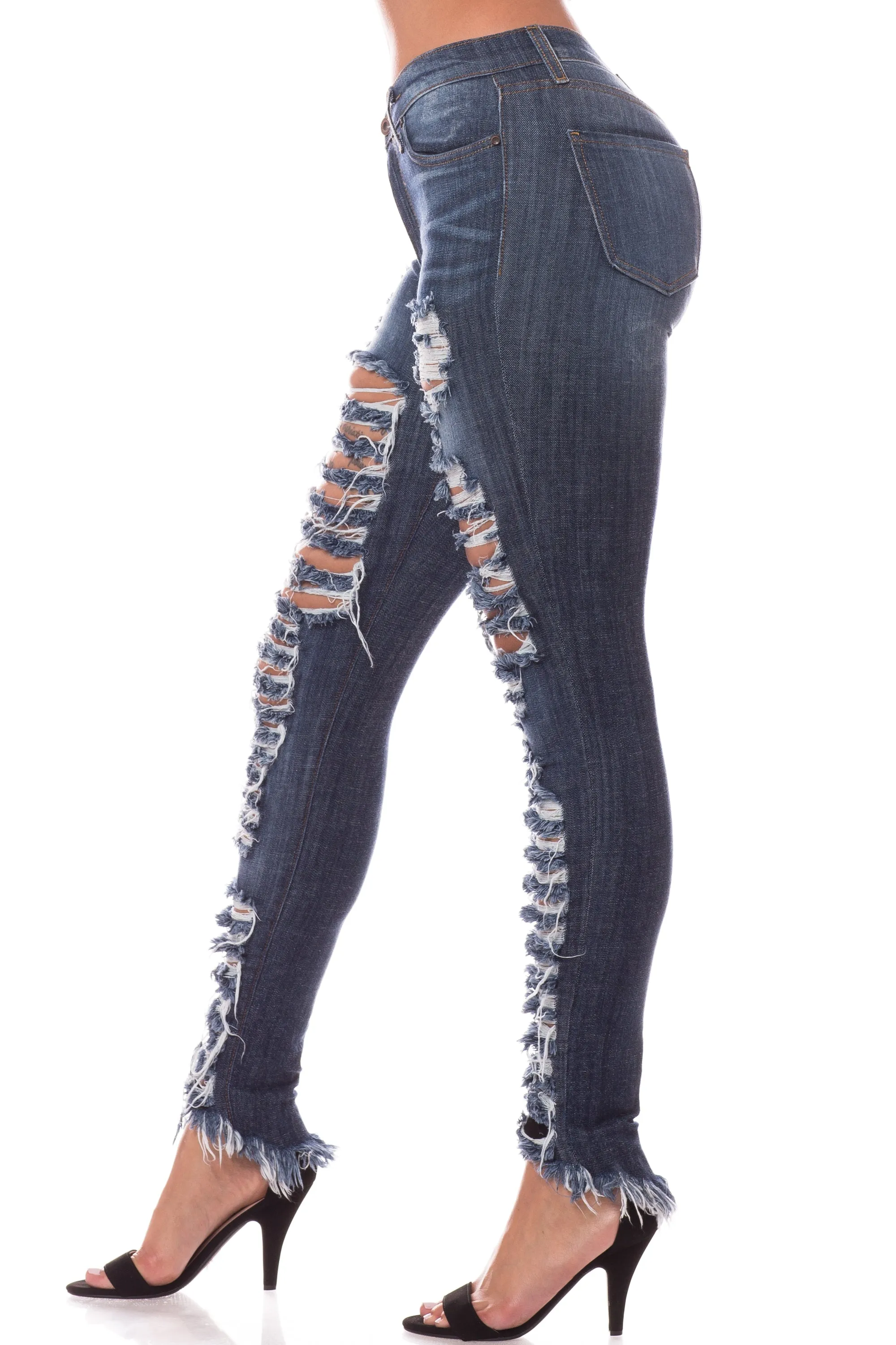 4804 Women's High Waisted Distressed Skinny Jeans