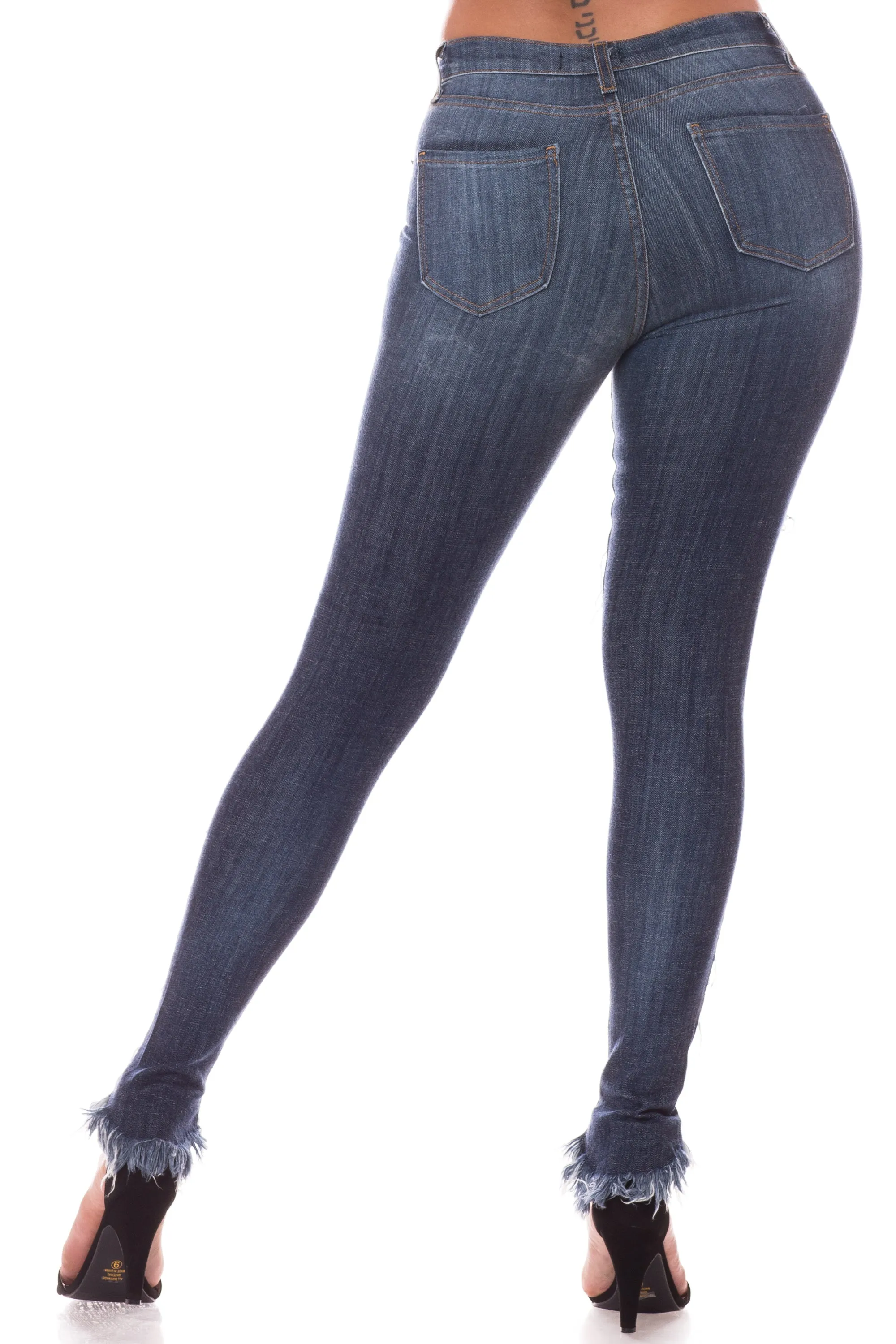 4804 Women's High Waisted Distressed Skinny Jeans