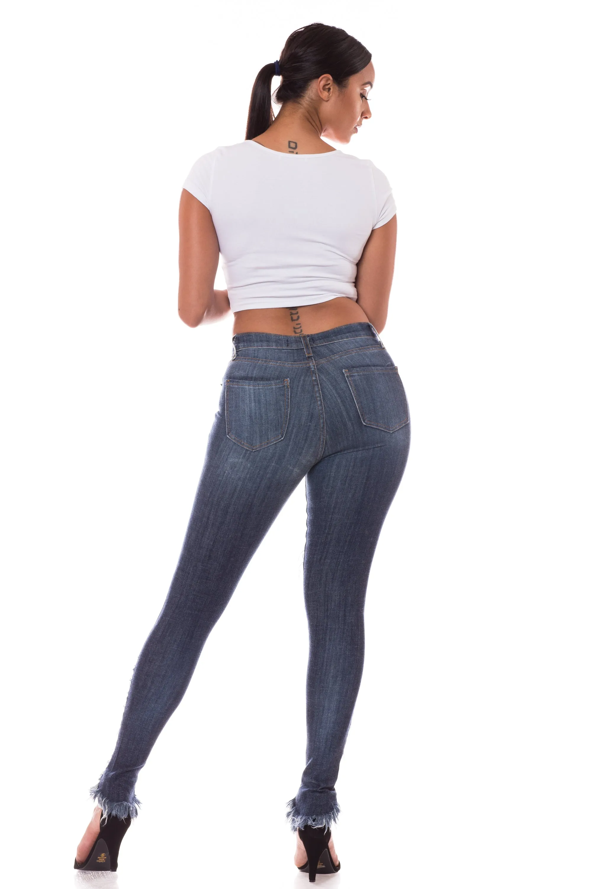 4804 Women's High Waisted Distressed Skinny Jeans