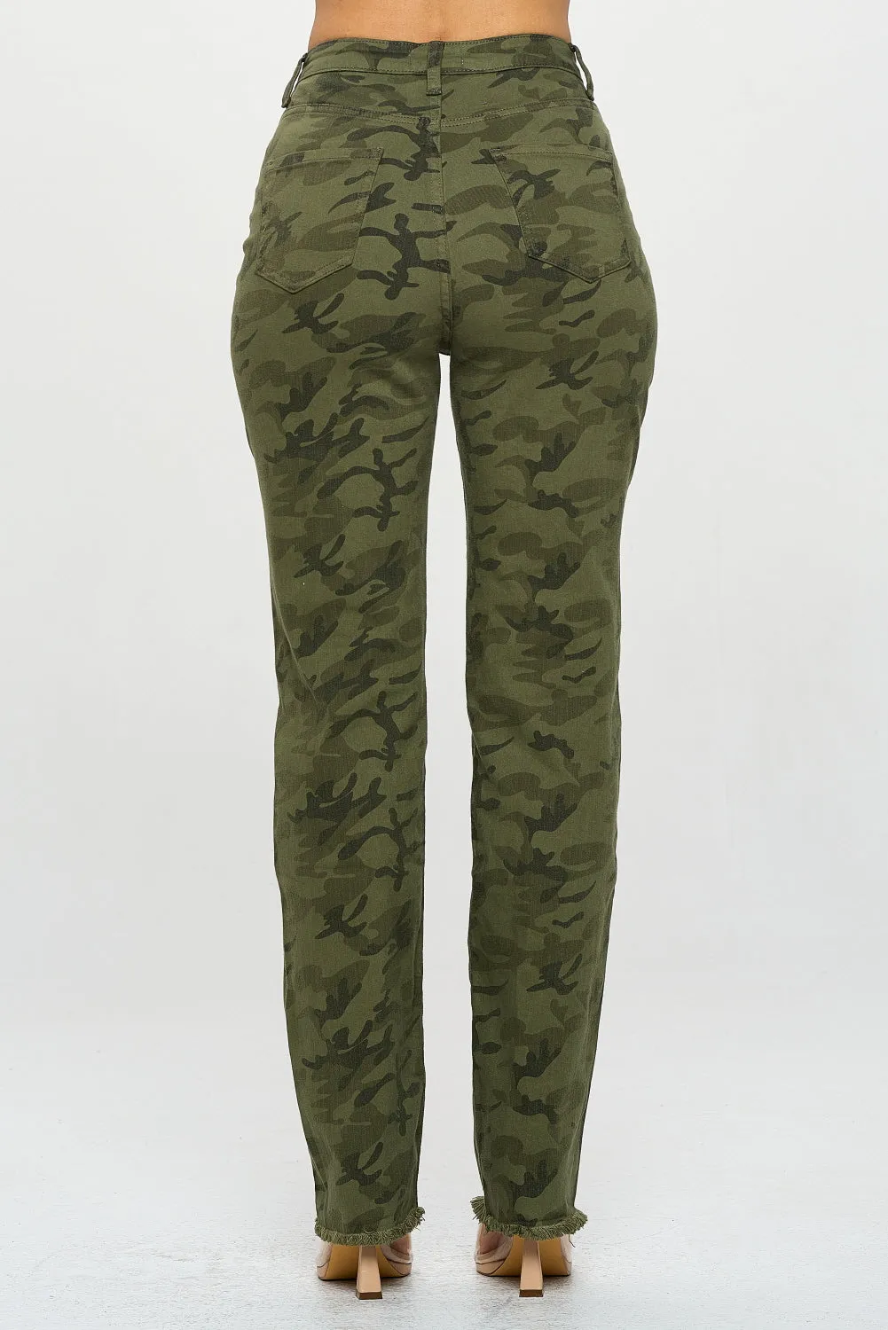 4898 Women's Crossover High Waisted Destressed Loose fit Jeans