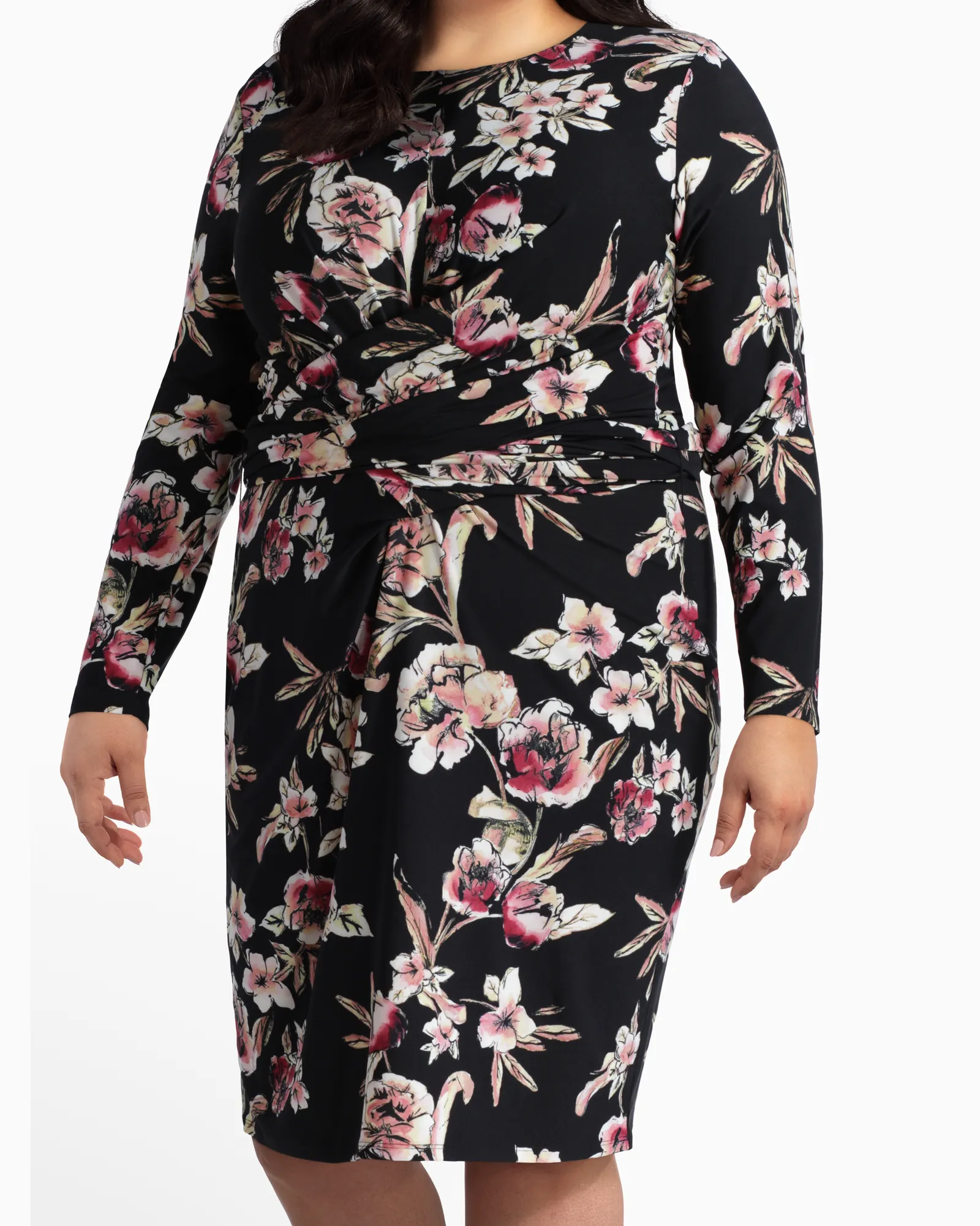 Aiken Tie-Waist Dress | Black / Pink