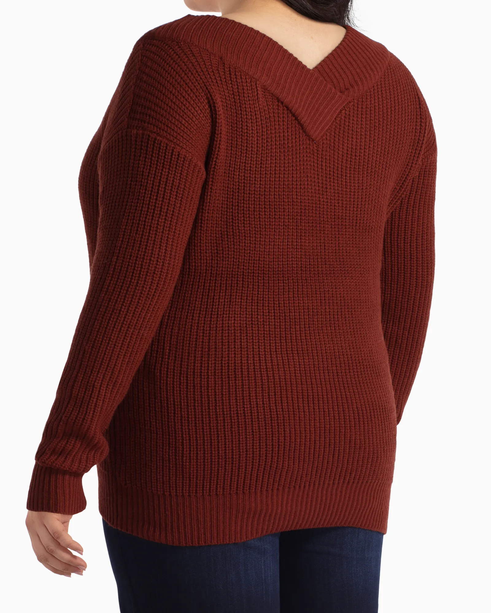 Albany Off The Shoulder V-Neck Sweater | Burgundy