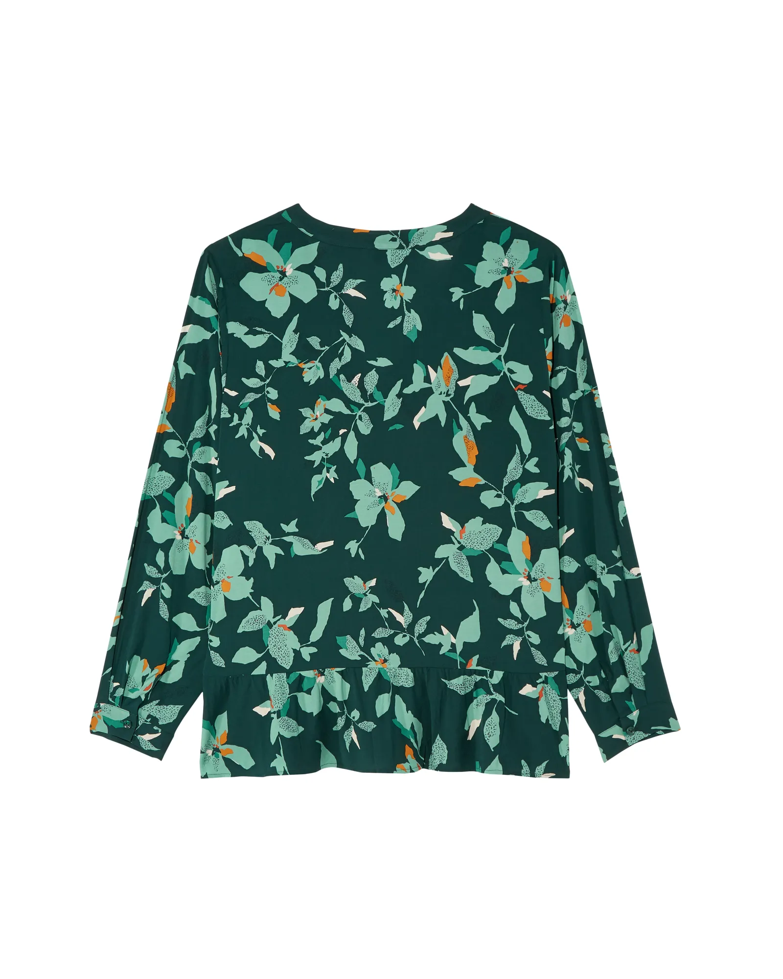 Alex Ruffled Button-Down Shirt | Olive Green / Light Green