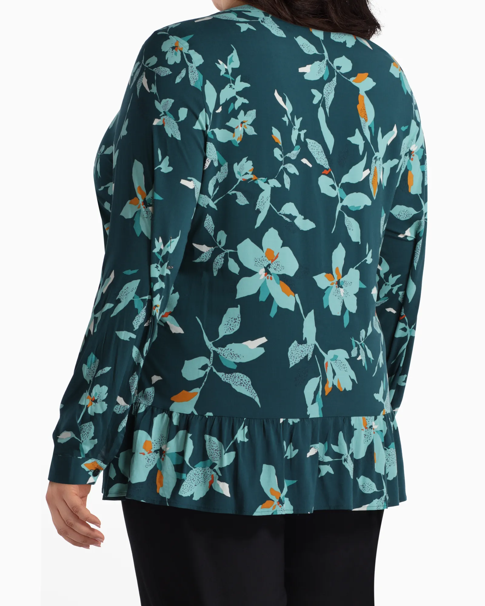 Alex Ruffled Button-Down Shirt | Olive Green / Light Green