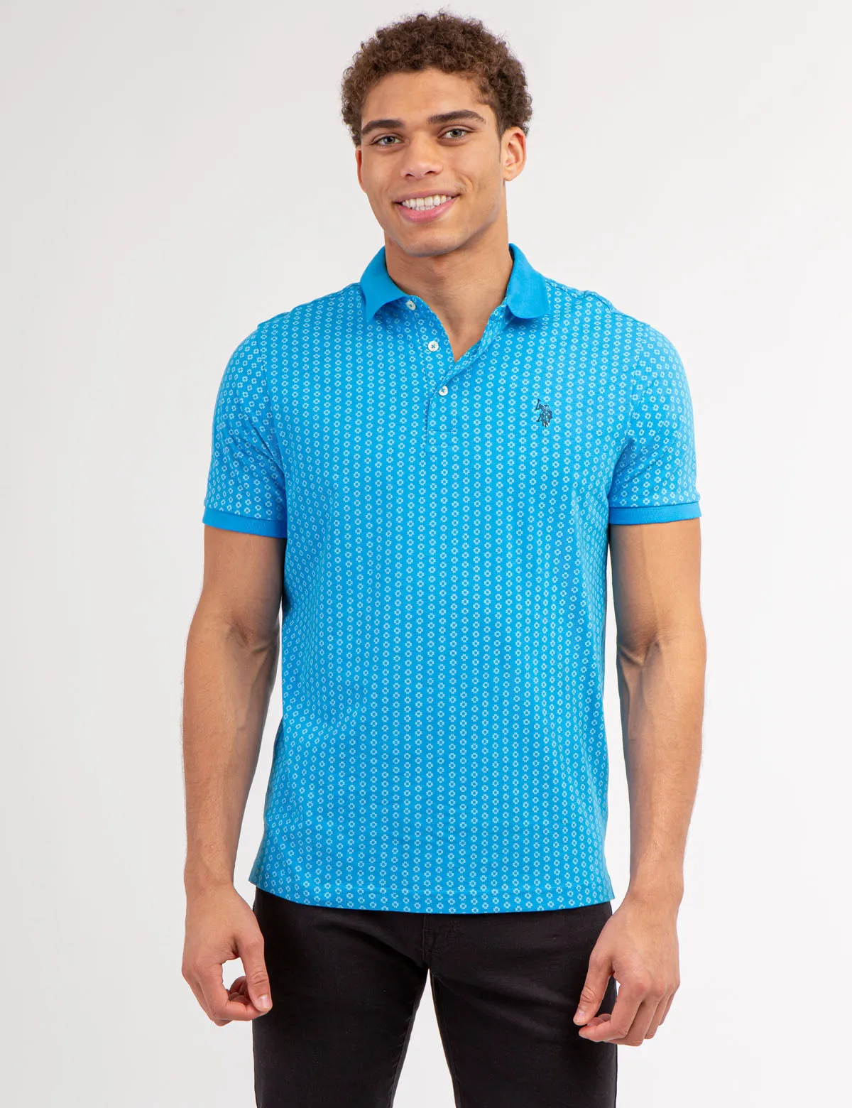 ALLOVER PRINTED JERSEY POLO SHIRT