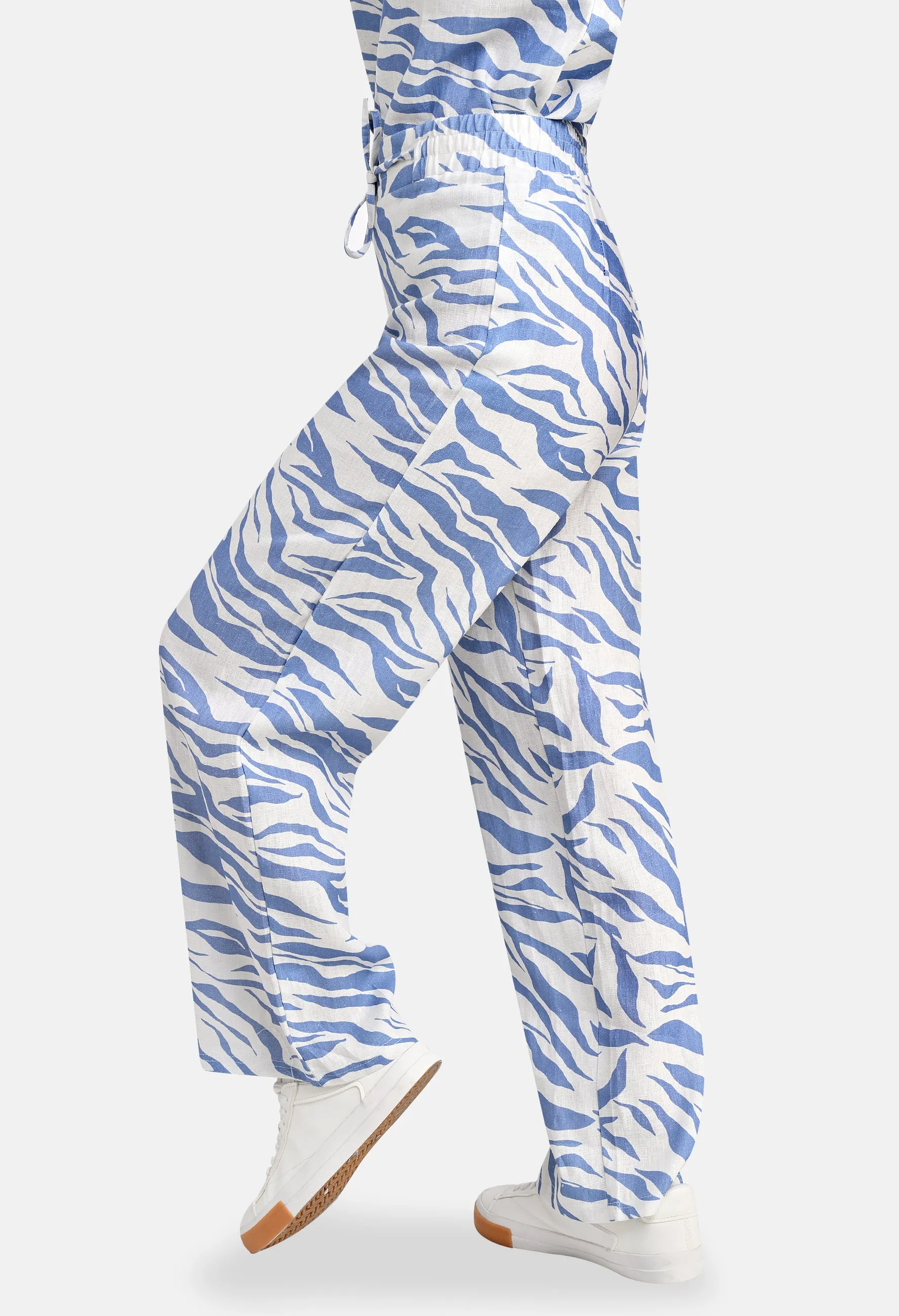 Animal Print Linen Trousers