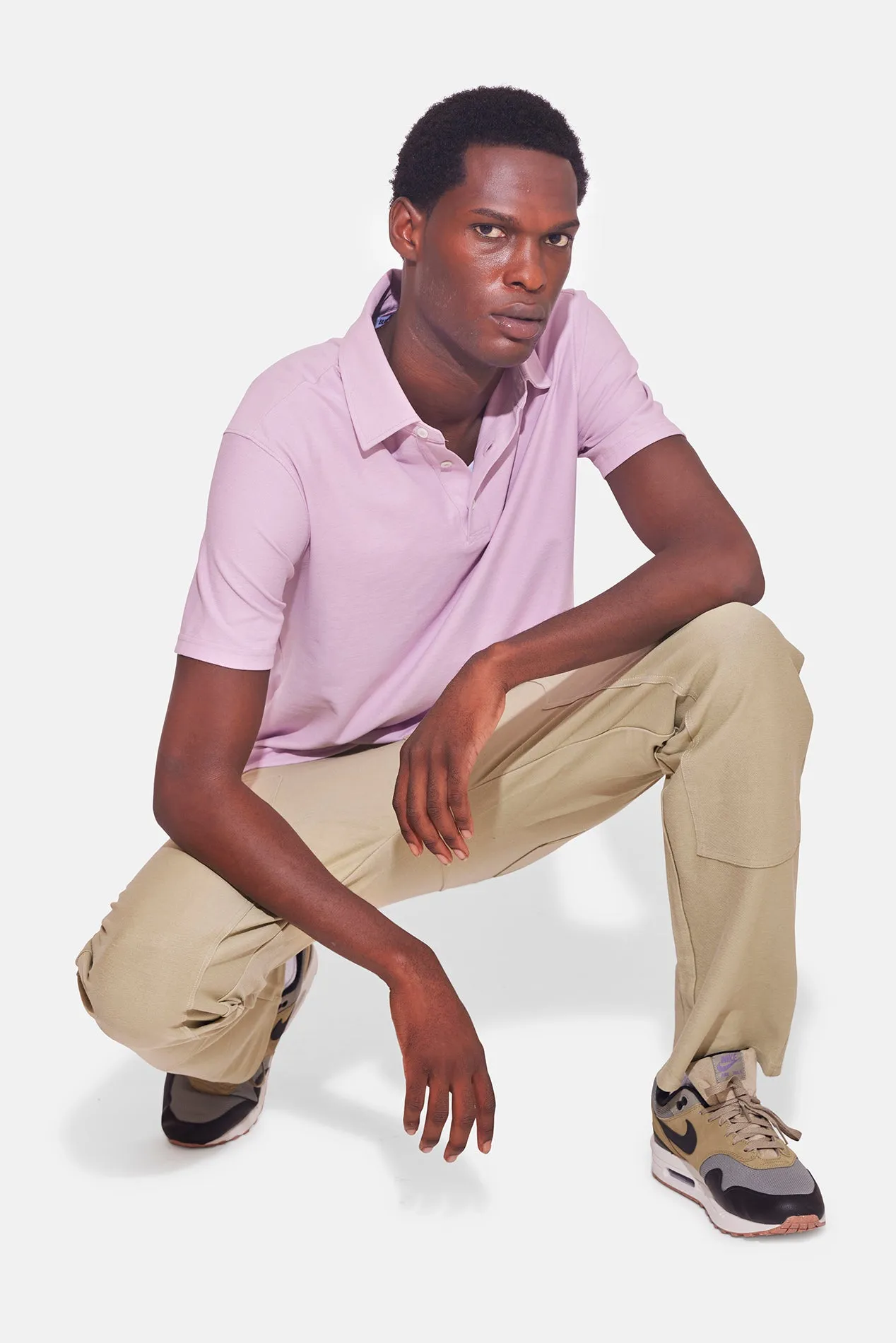 Atlantic SS Pique Polo Washed Pink