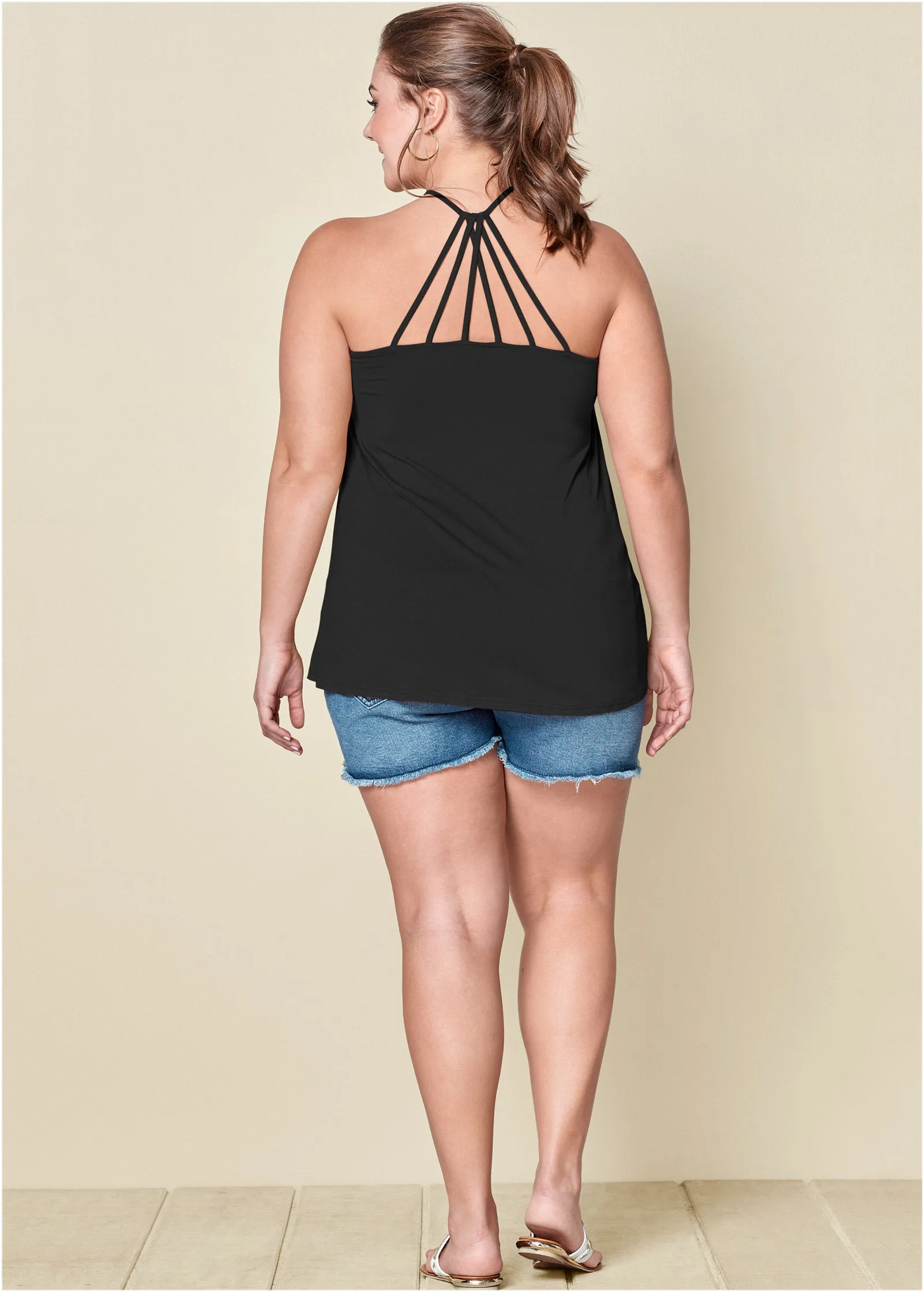 Back Detail Top - Black