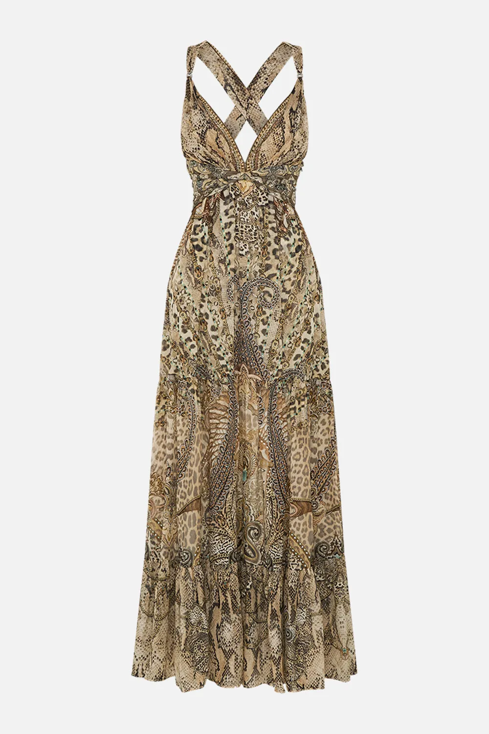 BEAD STRAP GATHERED PANEL DRESS THE THRONE ROOM