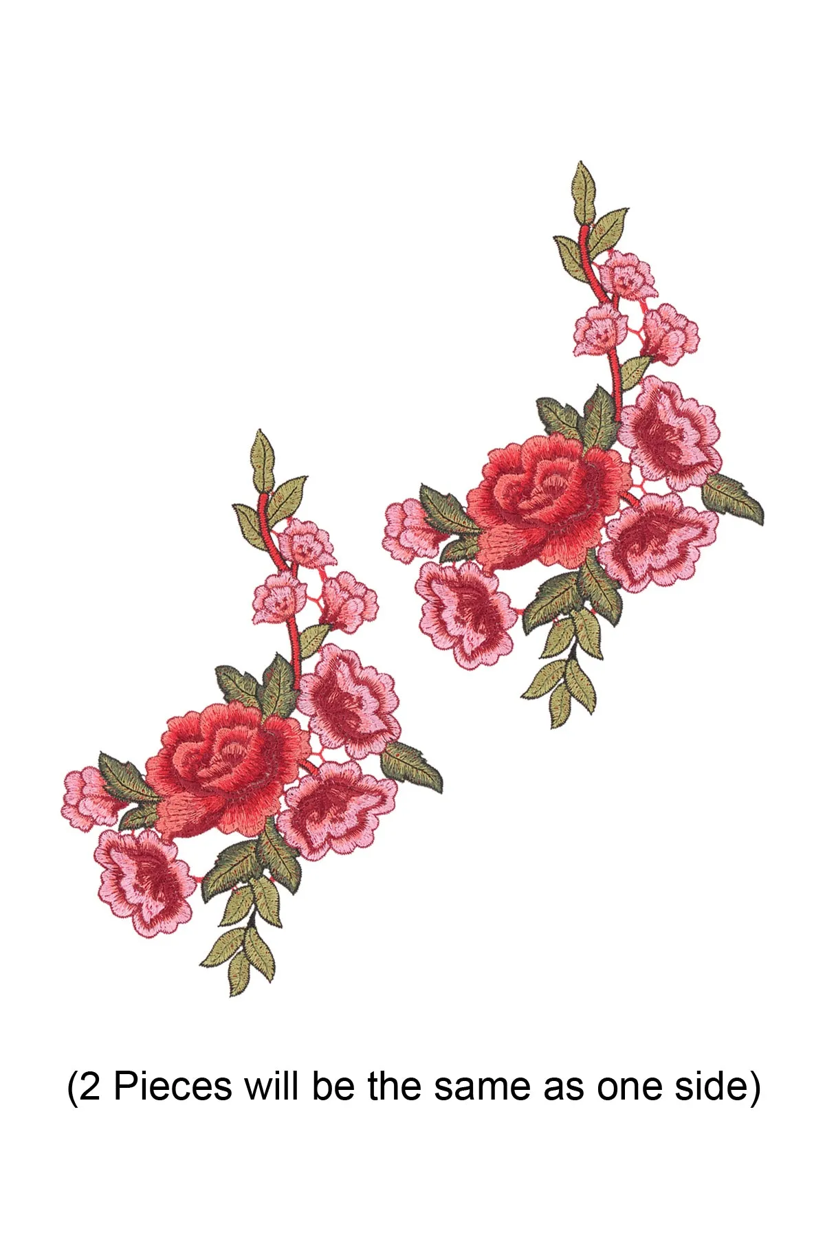 Big Embroidery Pink Rose Flower Sew on Patch