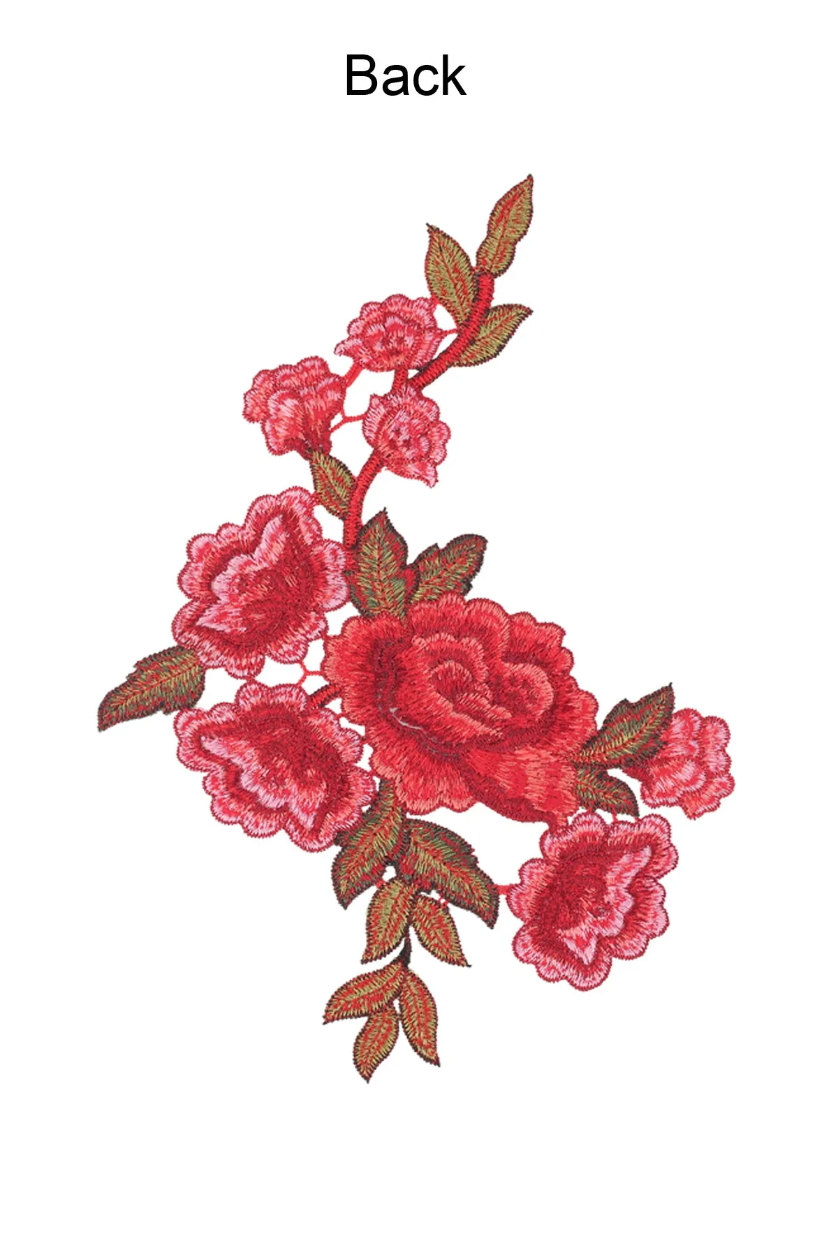 Big Embroidery Pink Rose Flower Sew on Patch