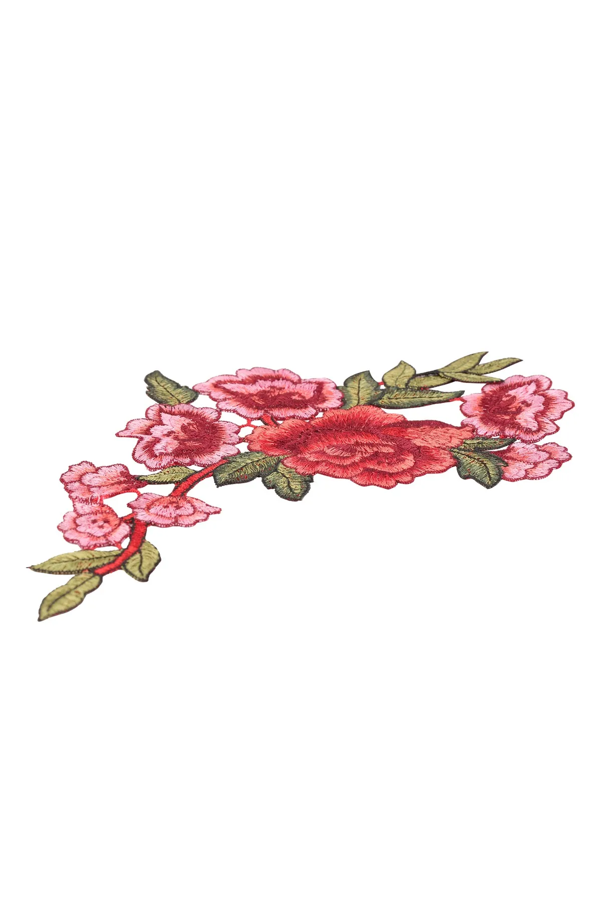 Big Embroidery Pink Rose Flower Sew on Patch