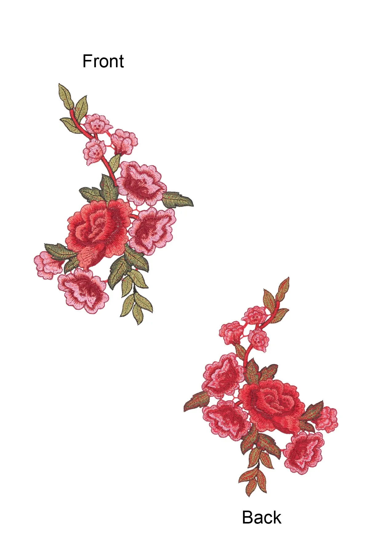 Big Embroidery Pink Rose Flower Sew on Patch