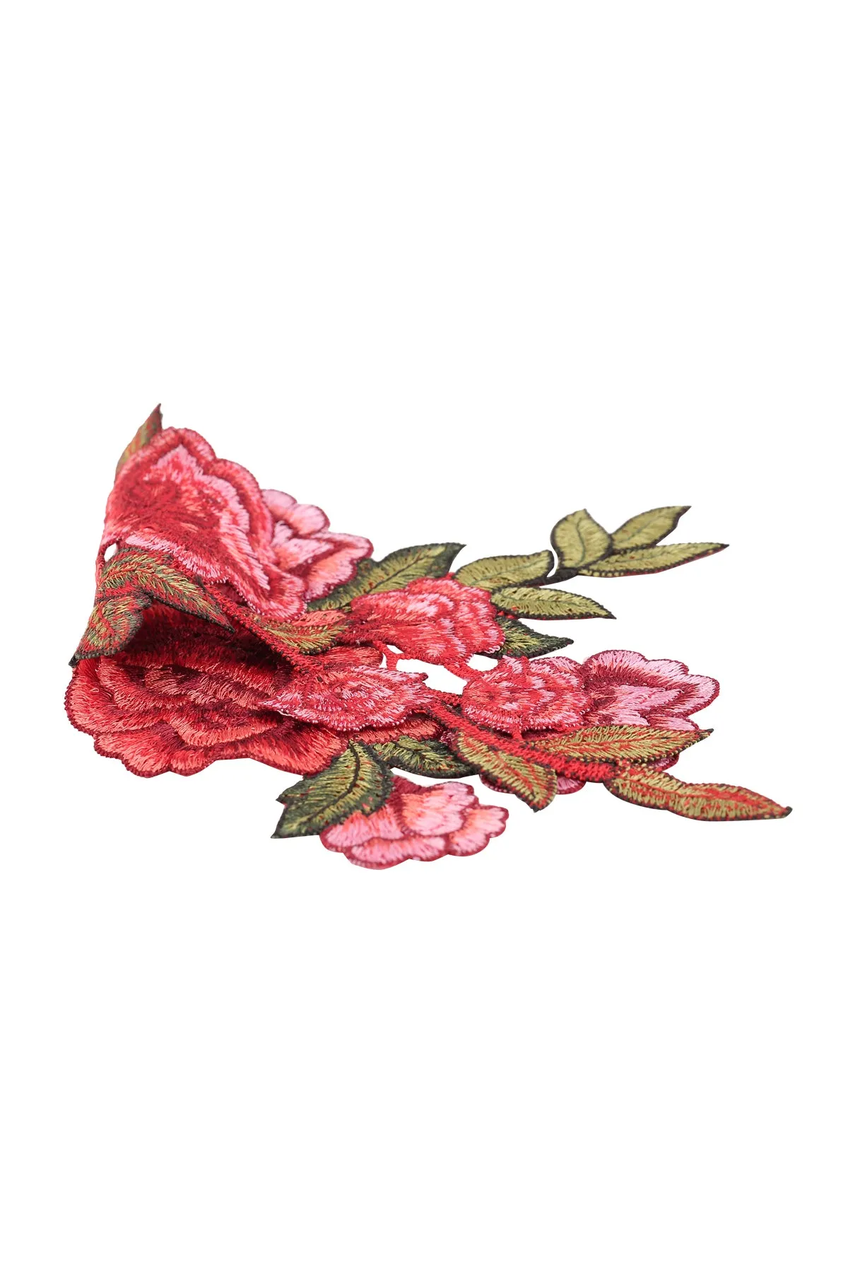 Big Embroidery Pink Rose Flower Sew on Patch