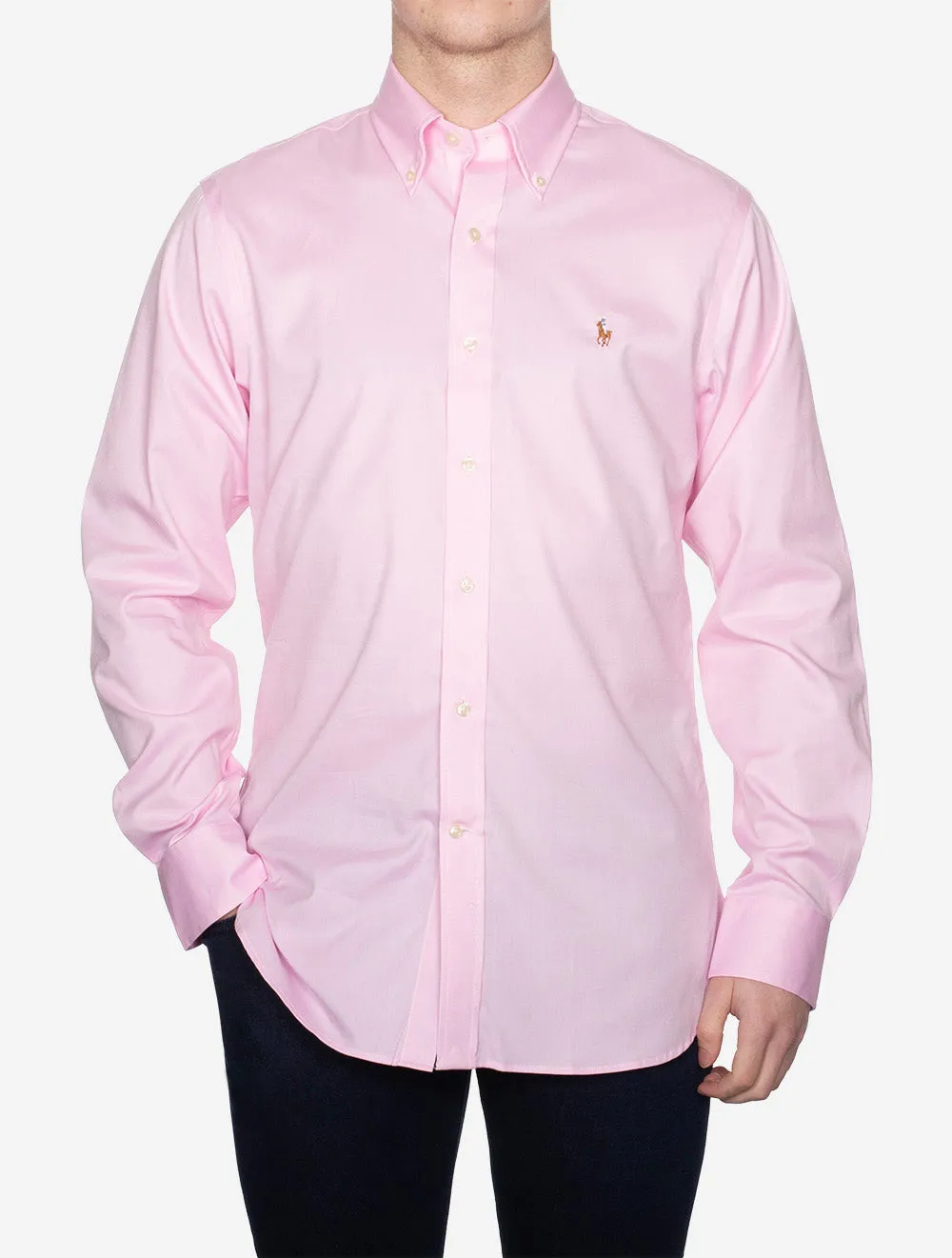 Buttondown Plain Stretch Shirt Pink White