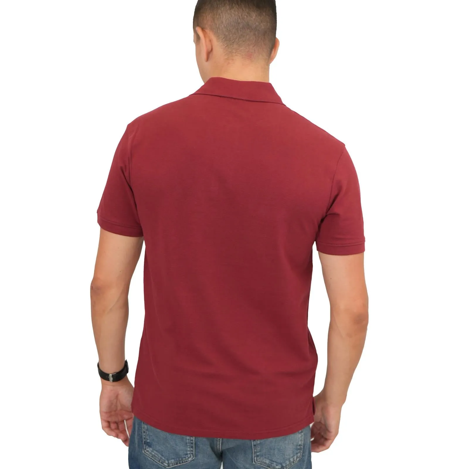 Carhartt Mens Polo Shirt Chase Pique Cotton Burgundy
