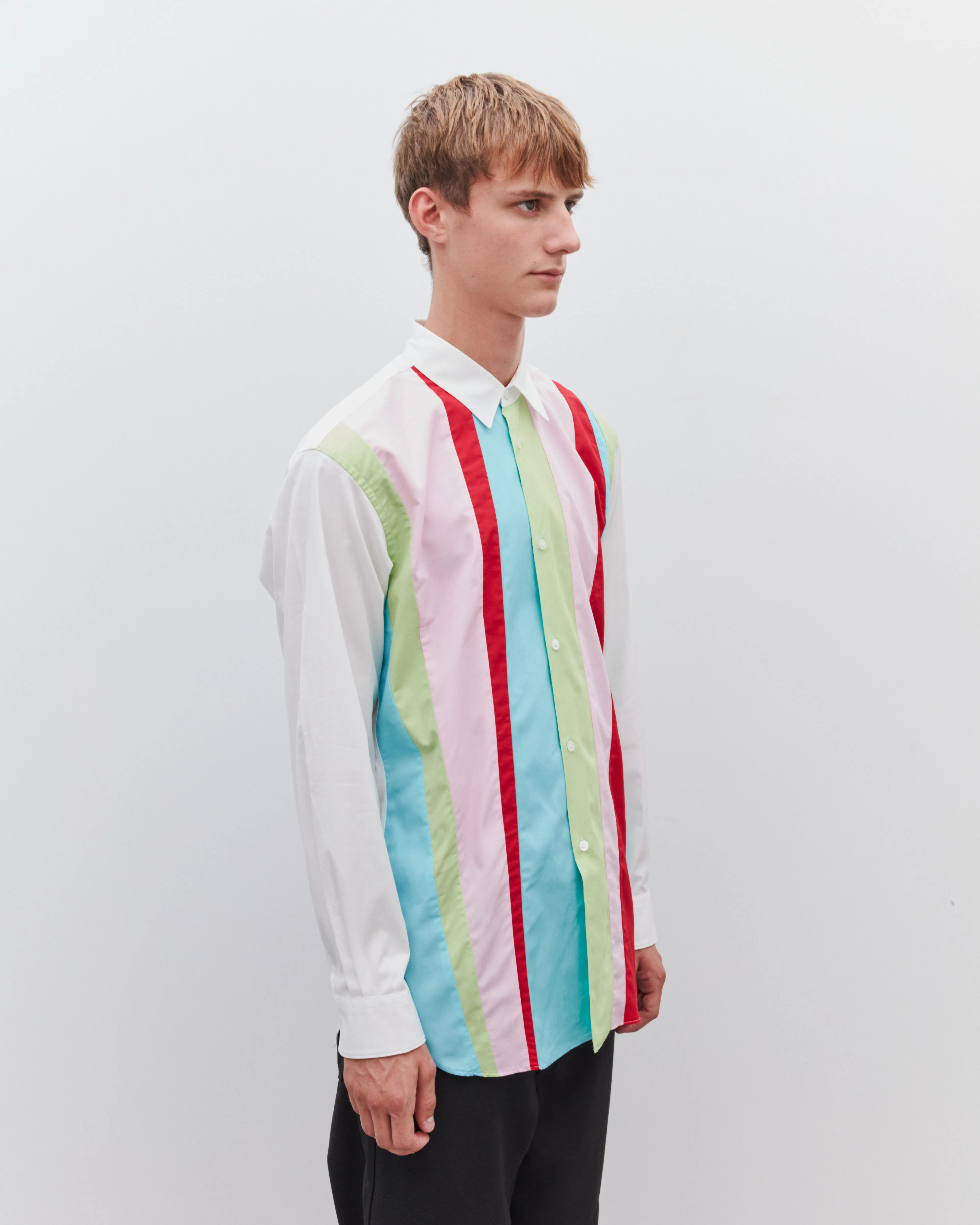 CDG Shirt - Men's Colored Stripe Shirt - (White/Mix)