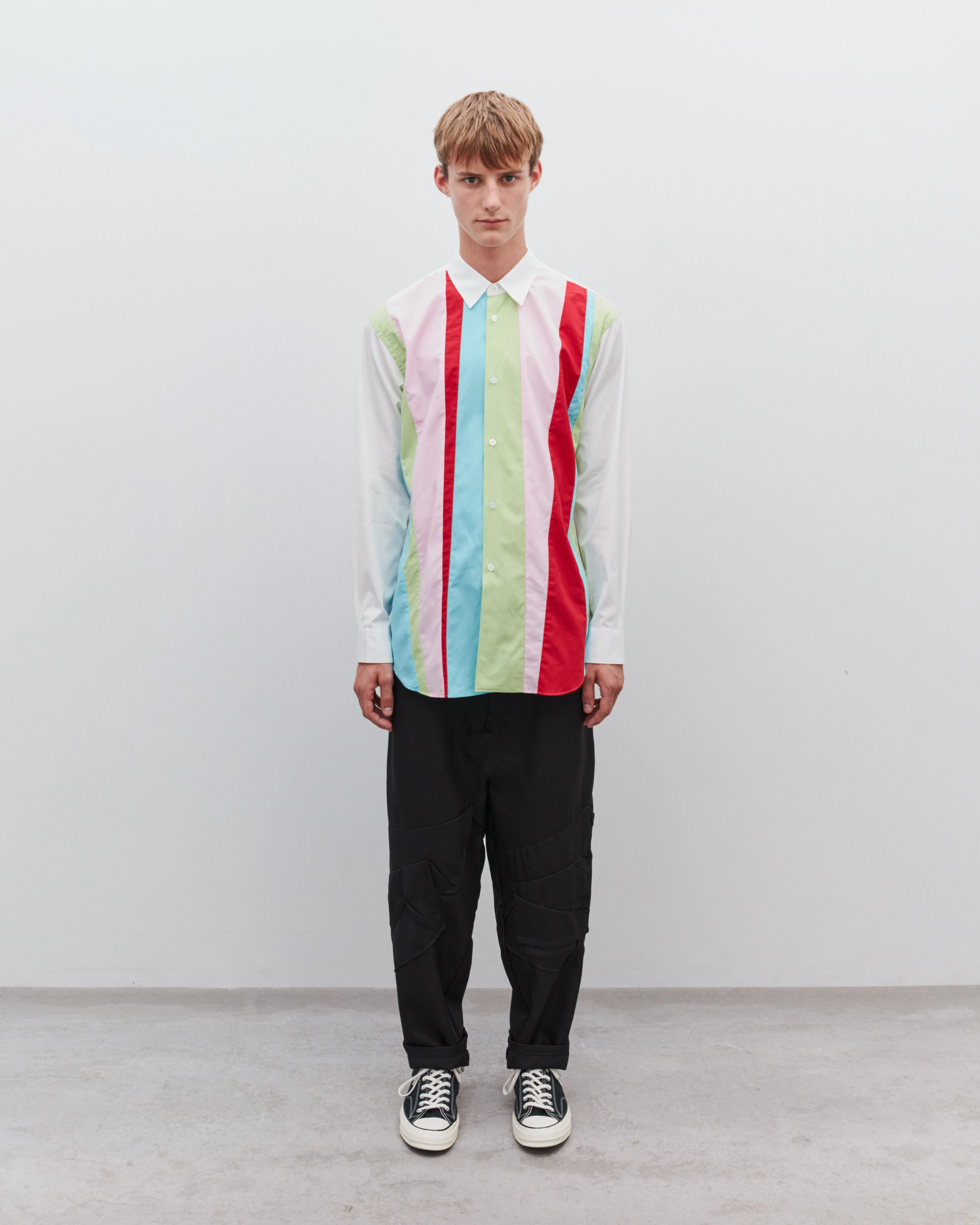 CDG Shirt - Men's Colored Stripe Shirt - (White/Mix)