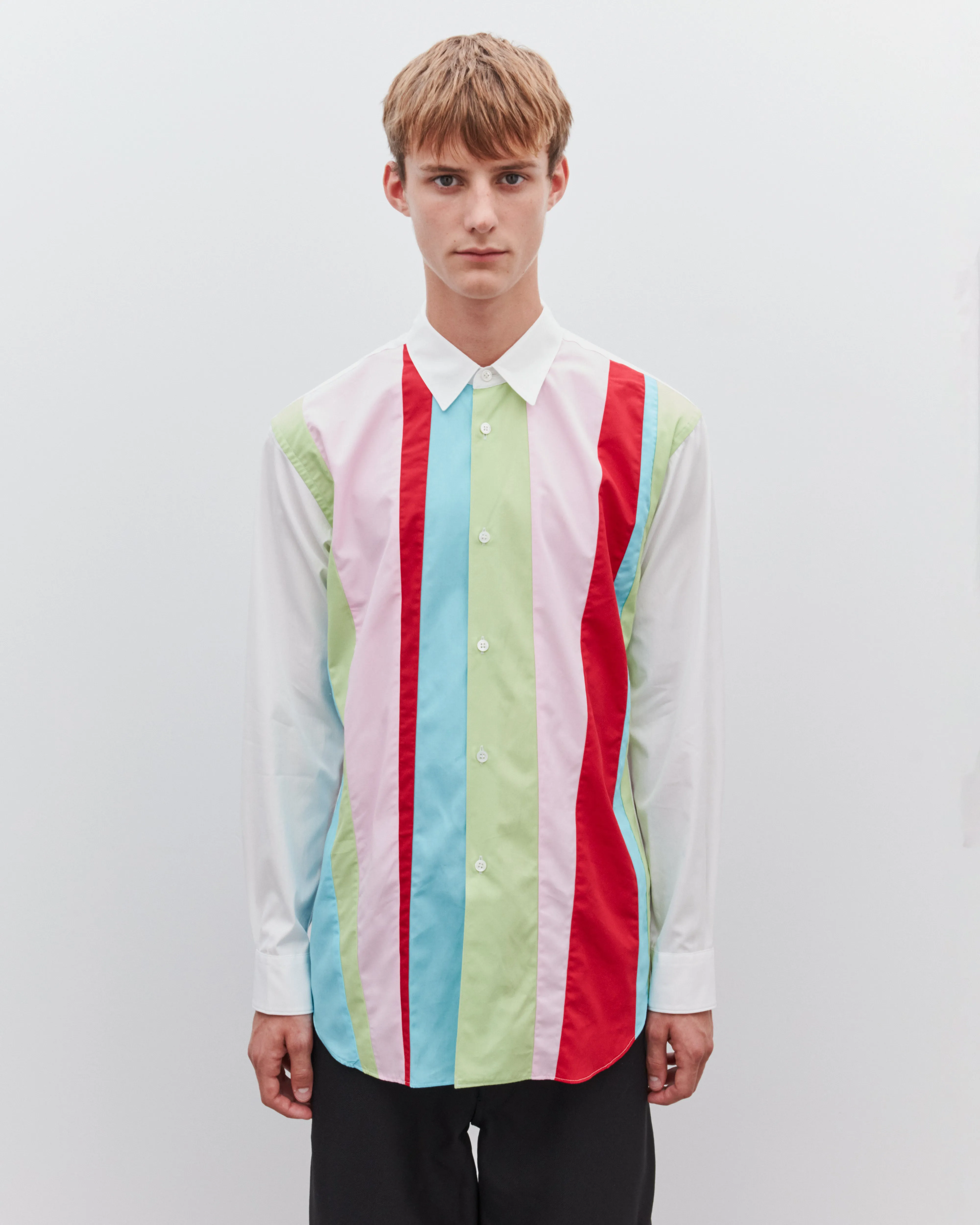 CDG Shirt - Men's Colored Stripe Shirt - (White/Mix)