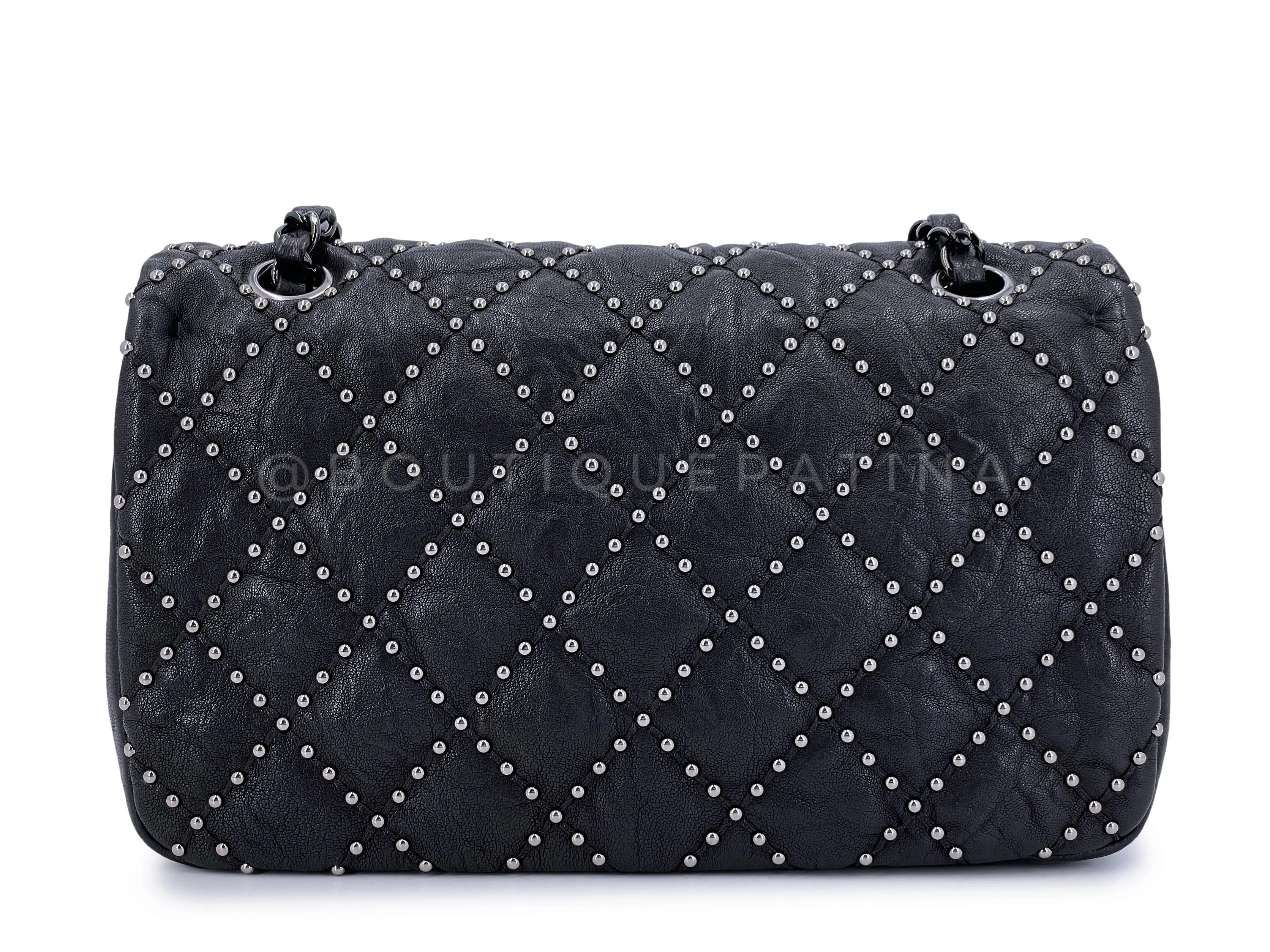 Chanel 2014 Paris Dallas Métiers d'Art Black Studded Medium Flap Bag