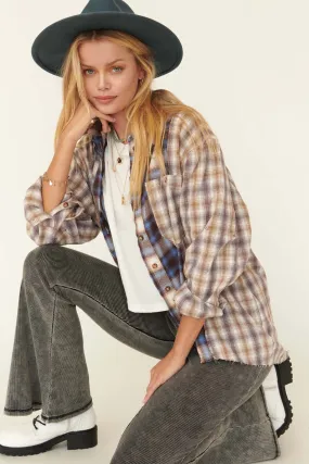 Down Home Colorblock Plaid Raw-Edge Shirt