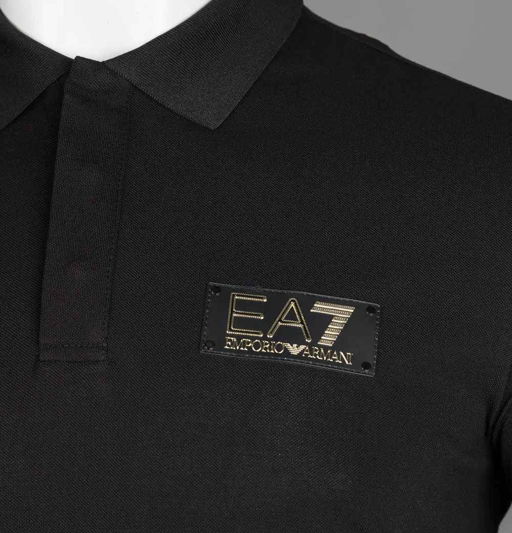 EA7 Gold Badge Logo Polo Shirt Black