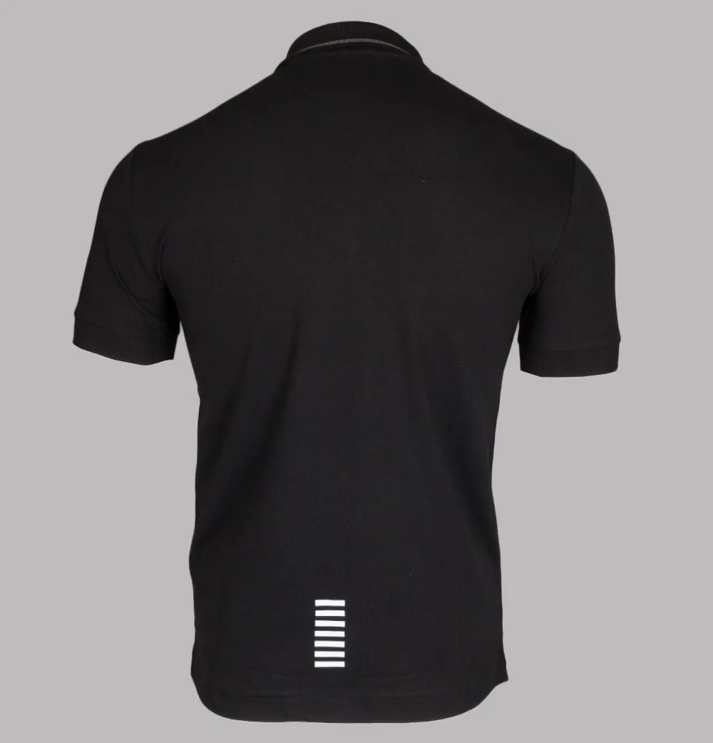 EA7 S/S Tipped Collar Polo Shirt Black