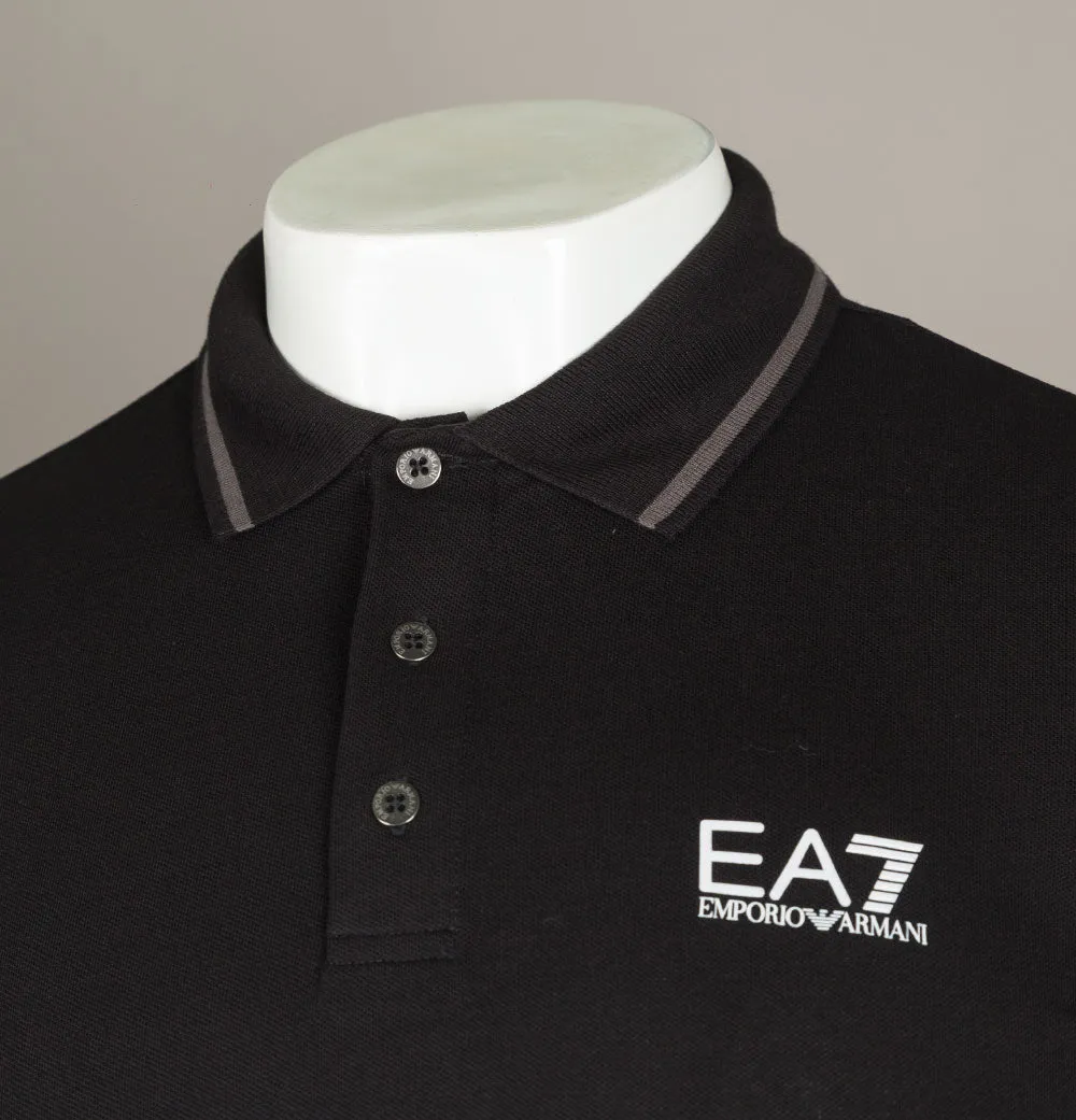 EA7 S/S Tipped Collar Polo Shirt Black
