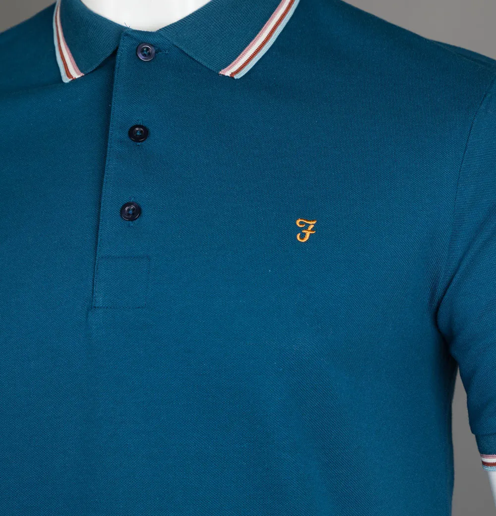 Farah Alvin Tipped Collar Polo Shirt Sailor Blue