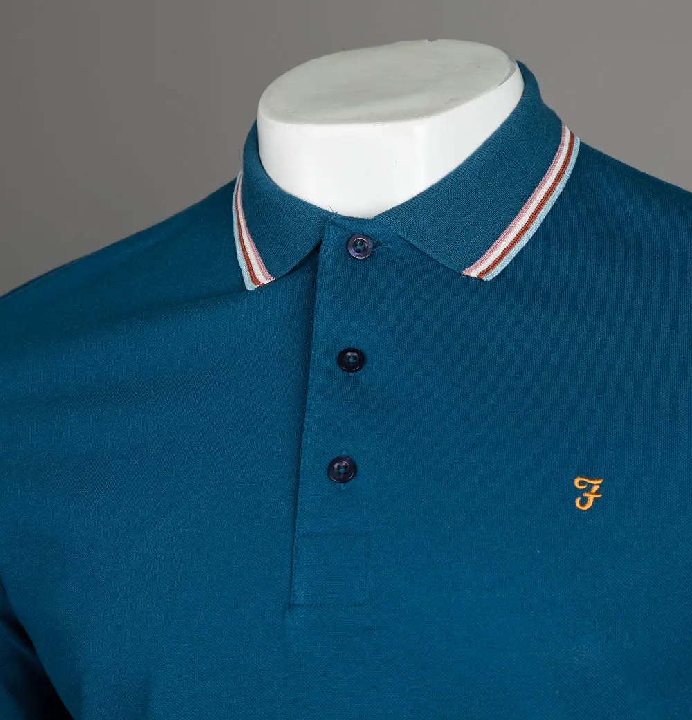 Farah Alvin Tipped Collar Polo Shirt Sailor Blue