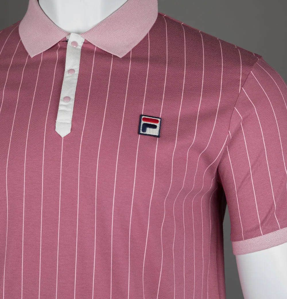 Fila Vintage BB1 Classic Striped Polo Shirt Heather Rose/Pink Nectar/Gardenia