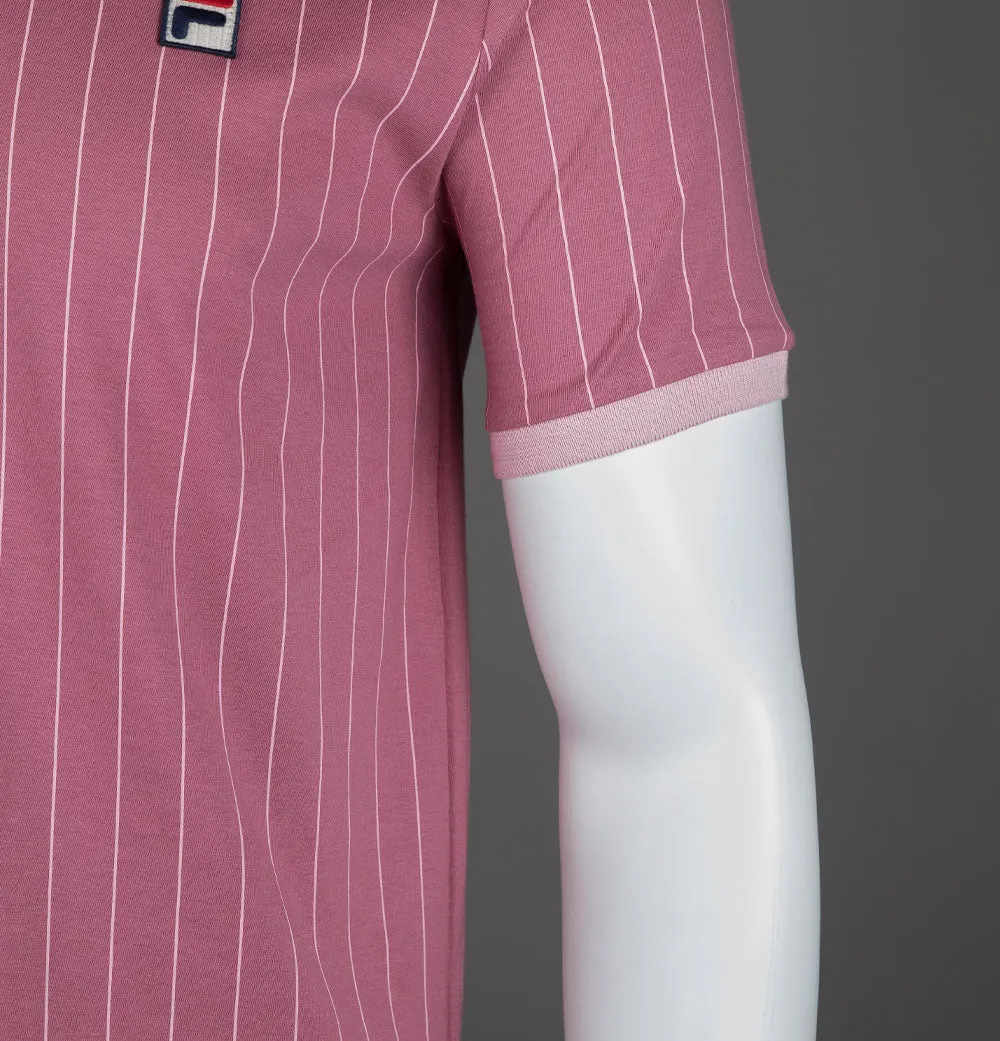 Fila Vintage BB1 Classic Striped Polo Shirt Heather Rose/Pink Nectar/Gardenia