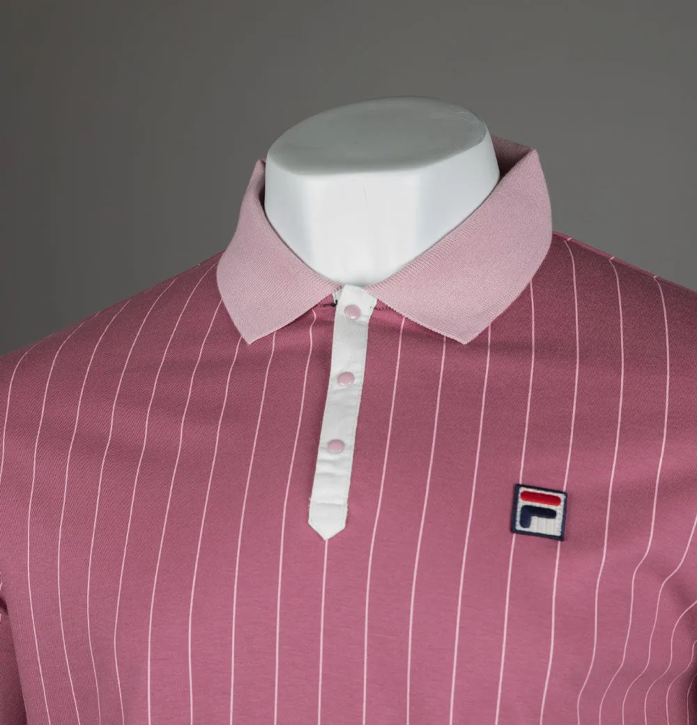 Fila Vintage BB1 Classic Striped Polo Shirt Heather Rose/Pink Nectar/Gardenia