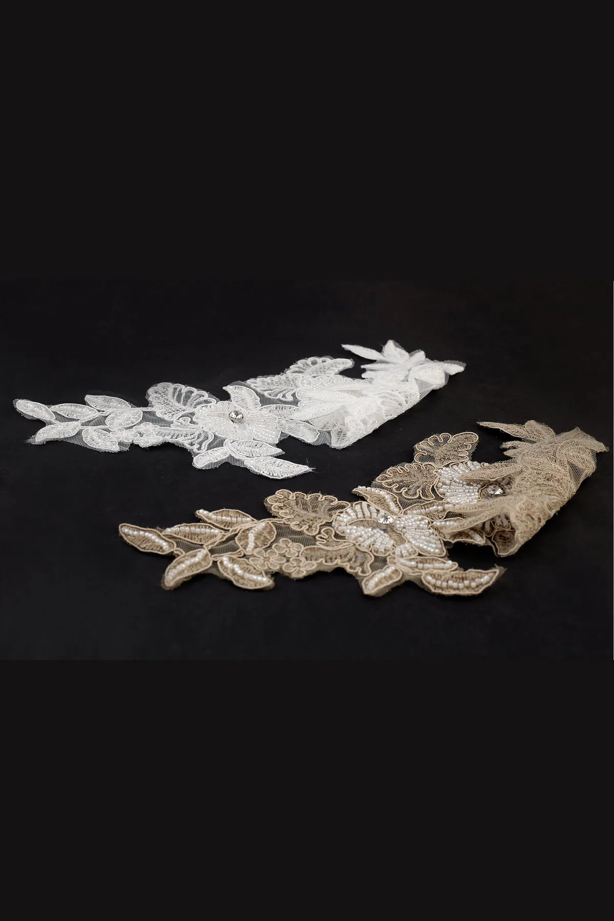 Floral Applique Embroidered Fabric Decoration Beaded Patch