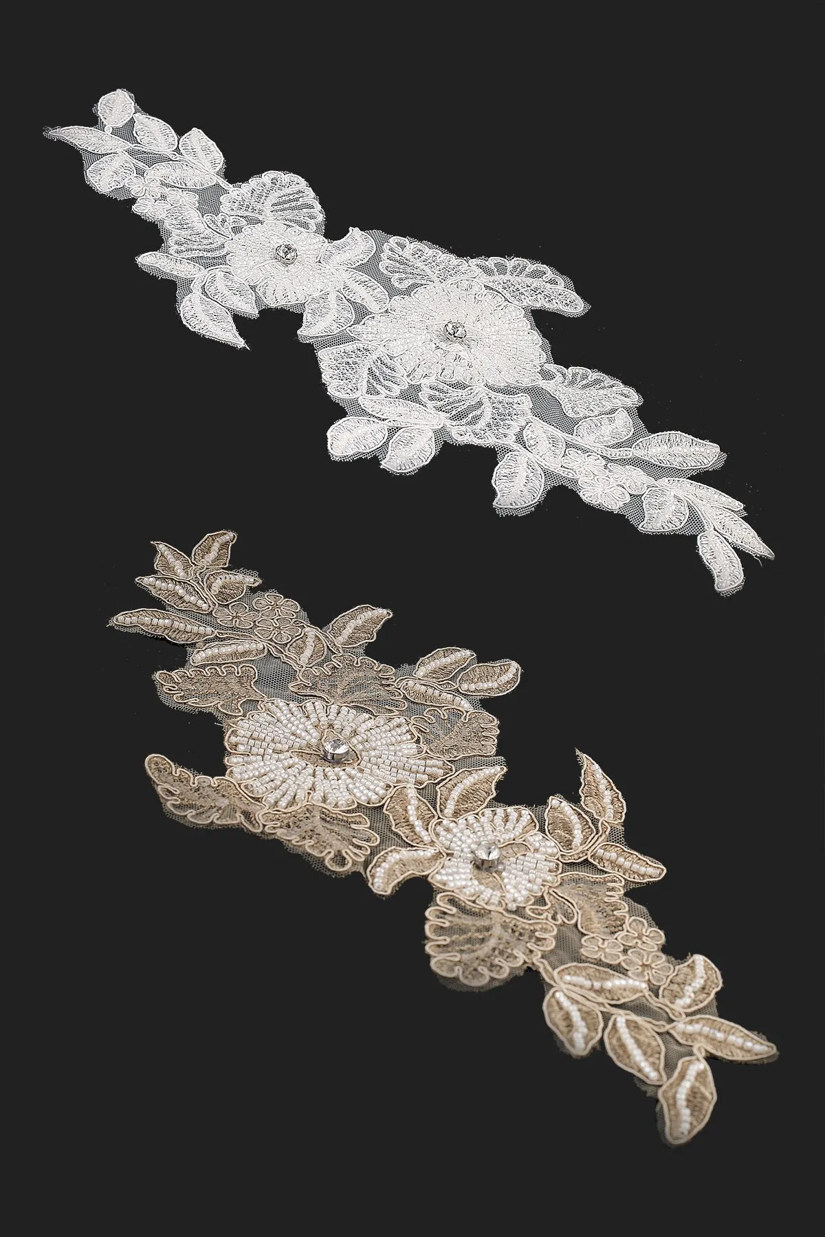 Floral Applique Embroidered Fabric Decoration Beaded Patch