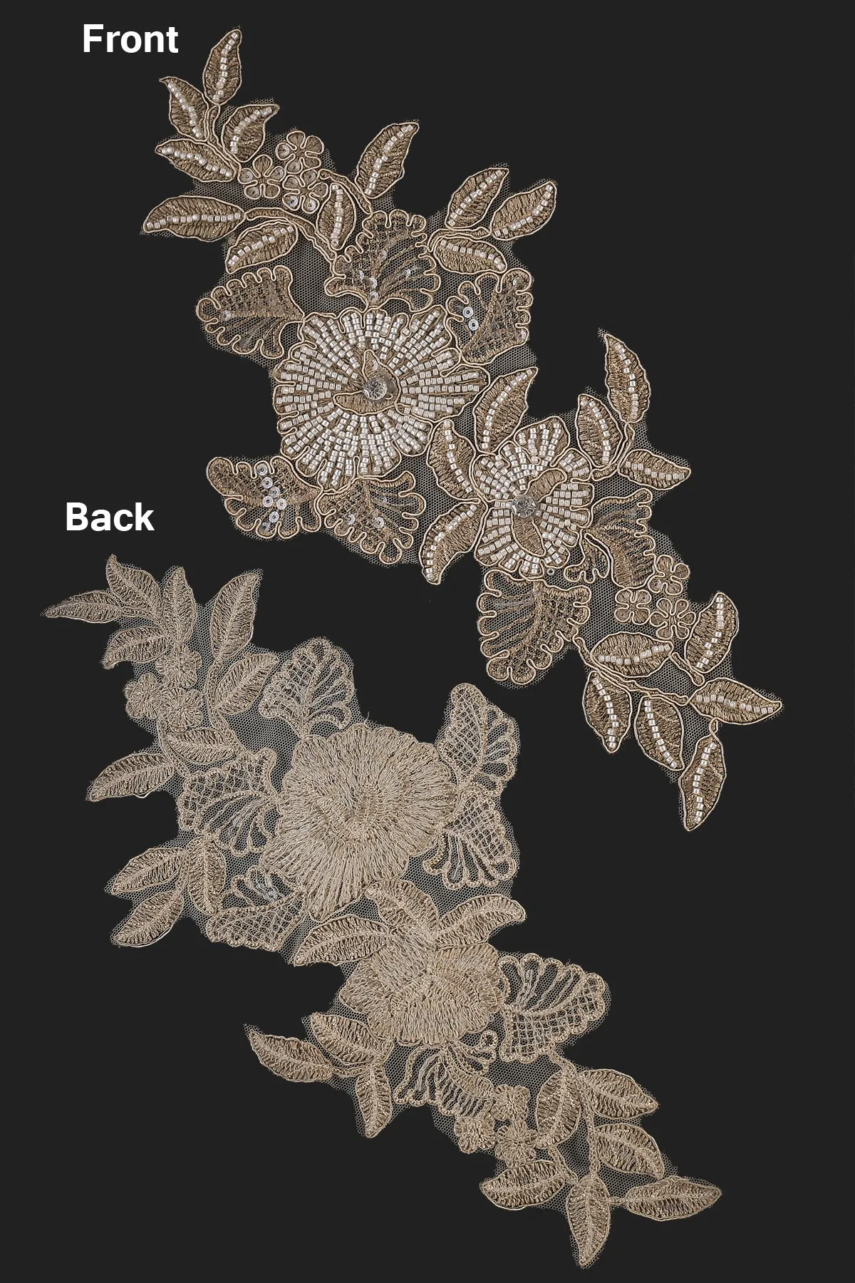 Floral Applique Embroidered Fabric Decoration Beaded Patch