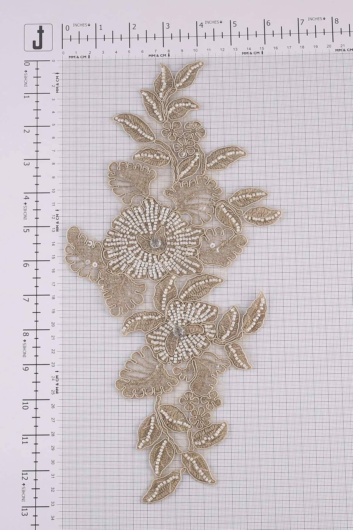 Floral Applique Embroidered Fabric Decoration Beaded Patch