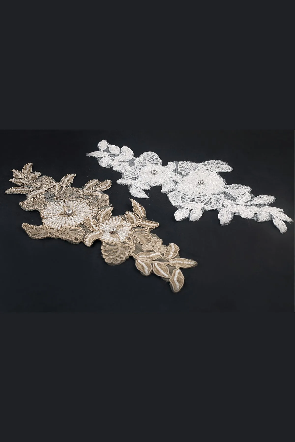 Floral Applique Embroidered Fabric Decoration Beaded Patch