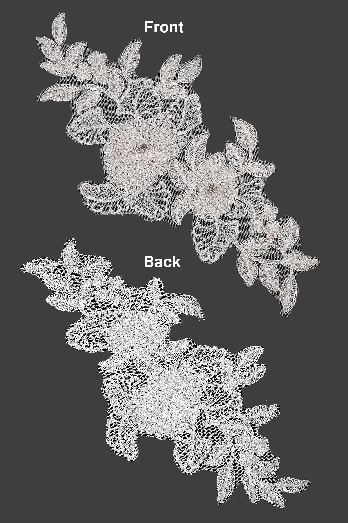 Floral Applique Embroidered Fabric Decoration Beaded Patch