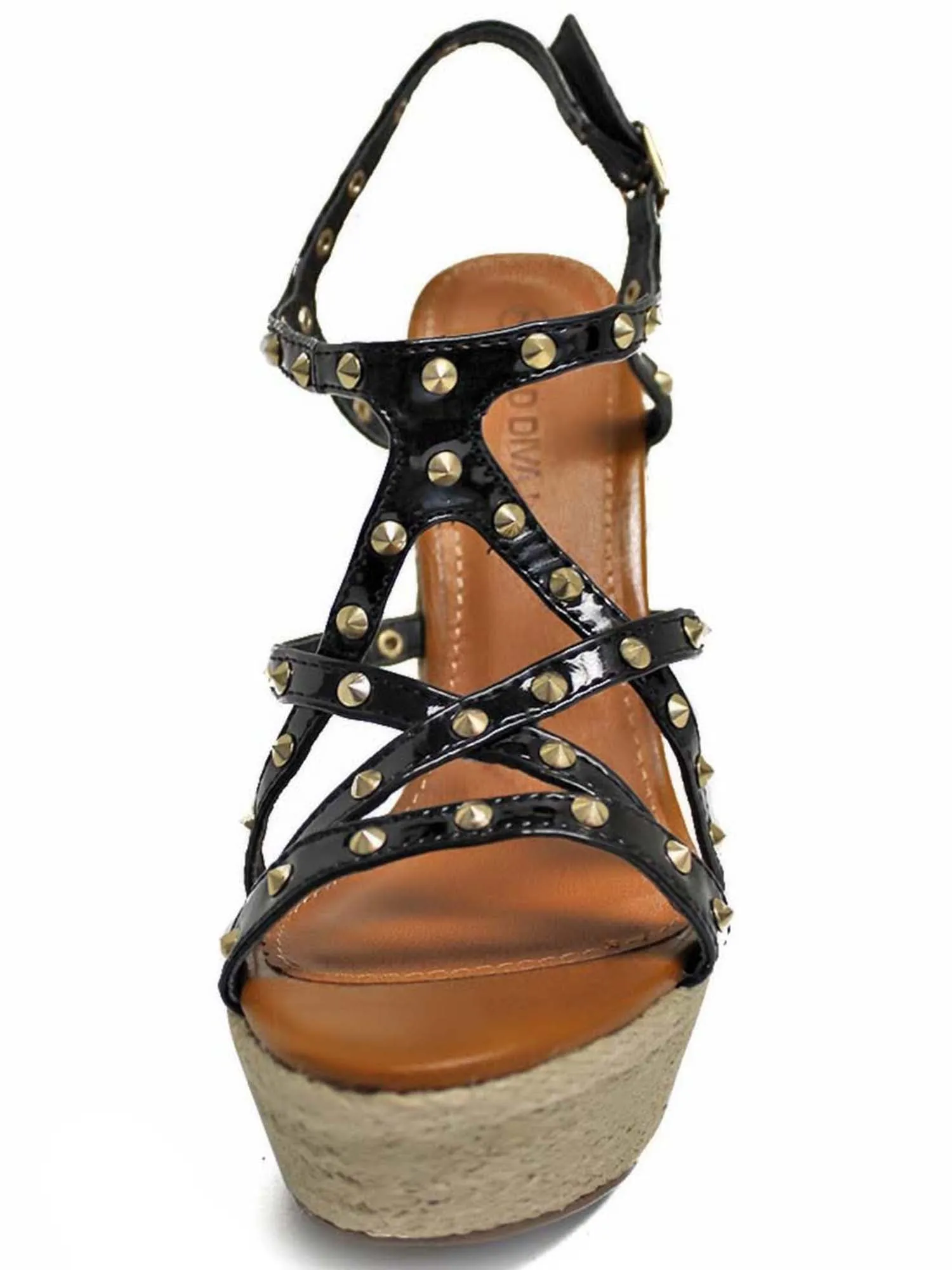 Gold Studded Strappy Wedge Sandals