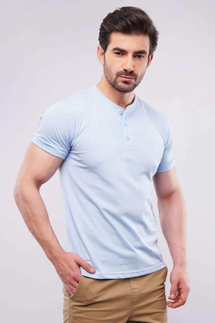 Henley T-Shirt - Sky Blue