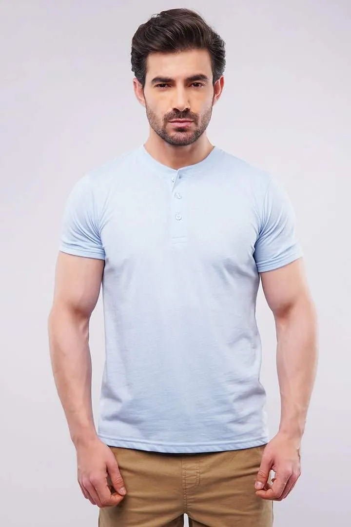 Henley T-Shirt - Sky Blue