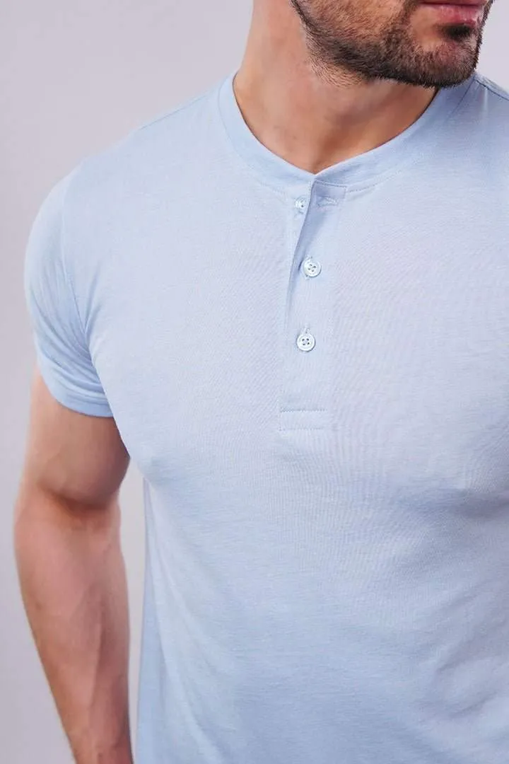 Henley T-Shirt - Sky Blue
