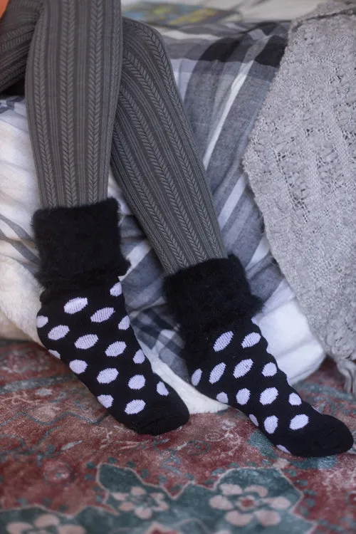 New Zealand Bed Socks with Polka Dots