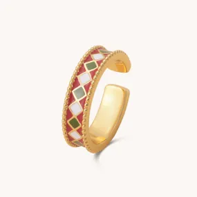 Red band Adjustable Gold Ring W.