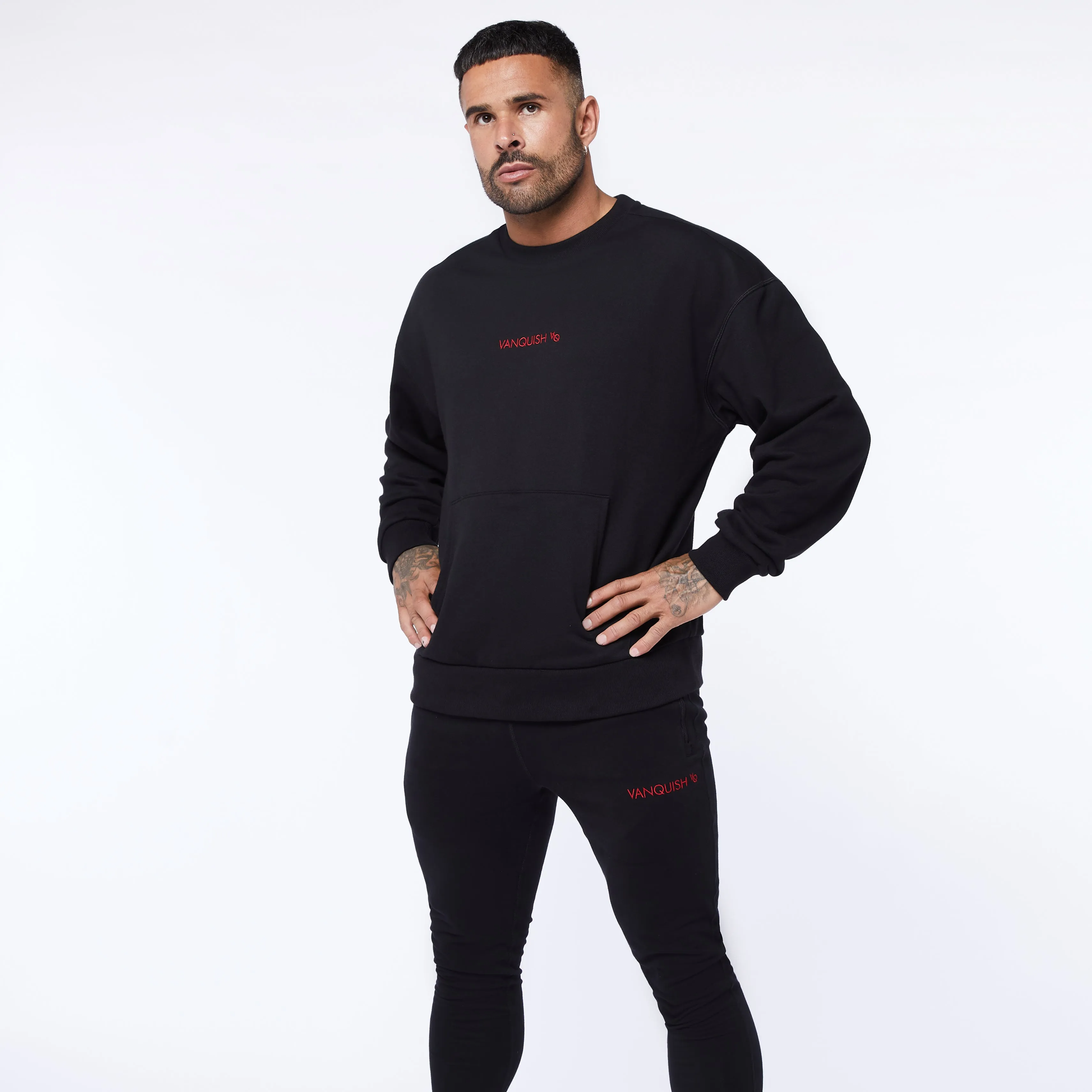 Vanquish Core Red on Black Oversized Sweater